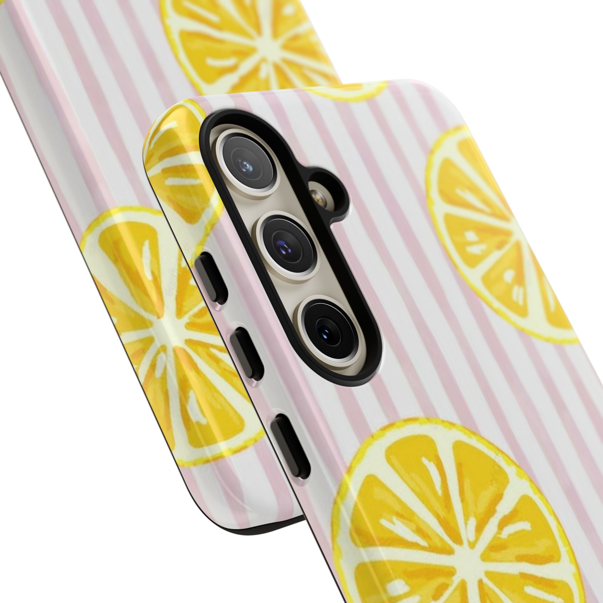 Lemon Slices Tough Case — Cute Pink Stripe Phone Cover