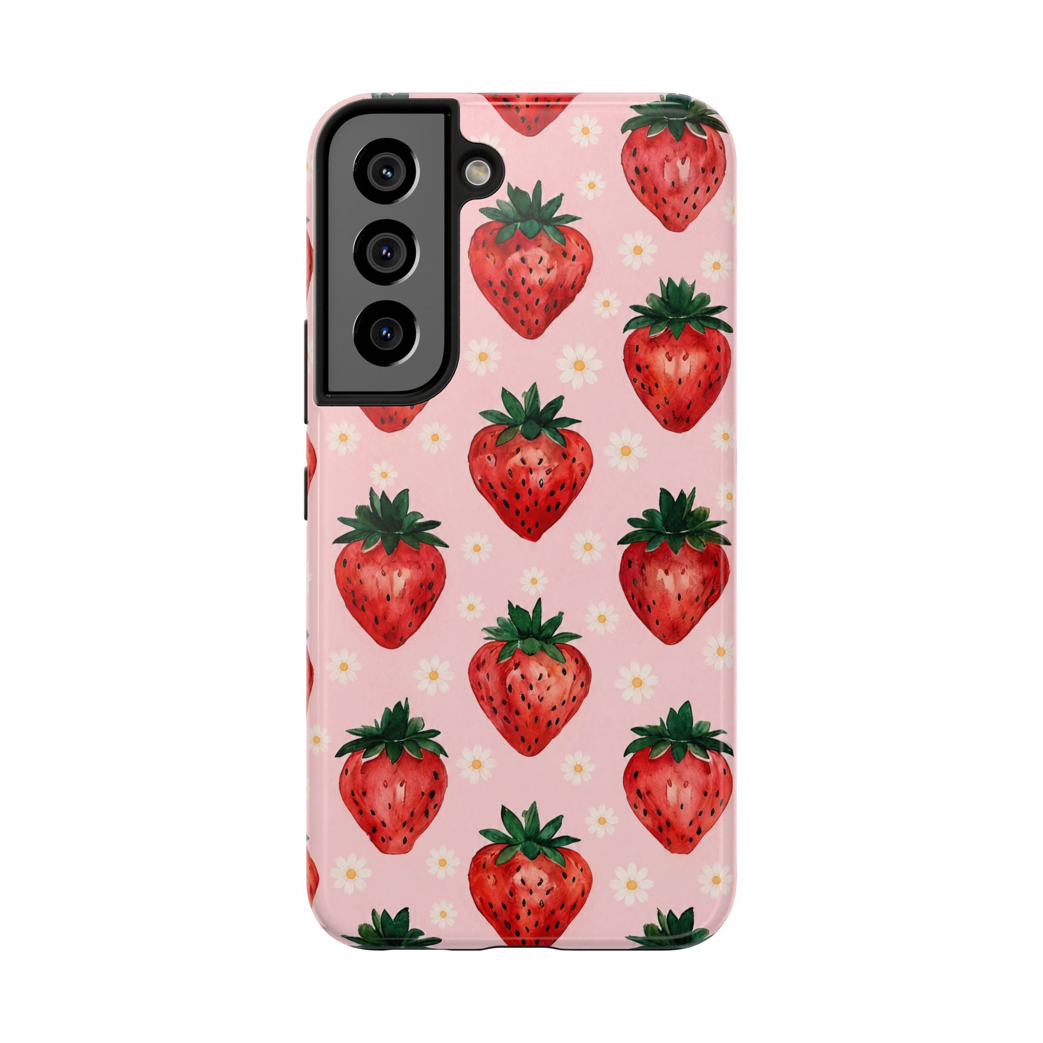 Strawberry Pattern Tough Phone Case — Cute Pink Fruit iPhone/Android Protection