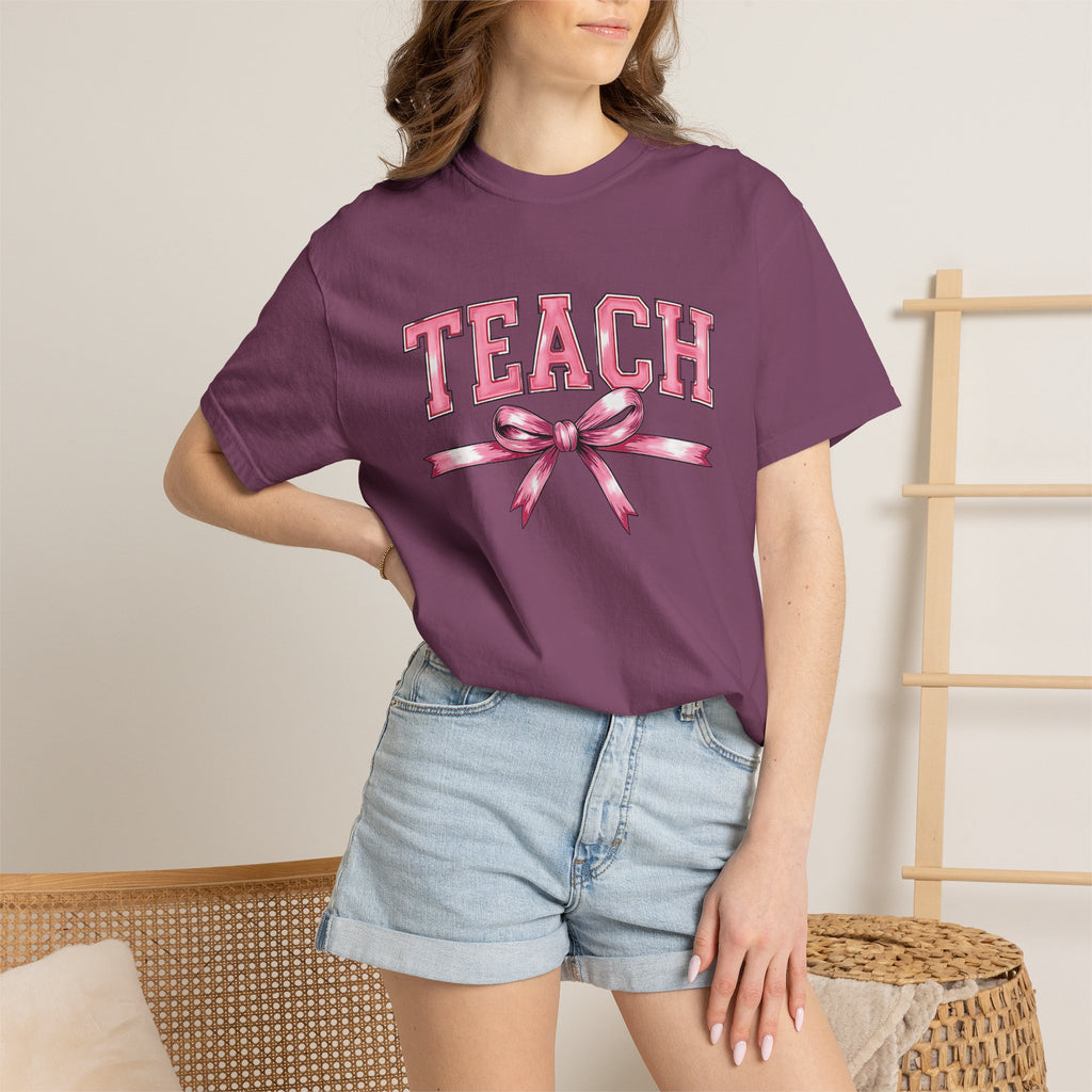 Teach Pink Bow Teacher T-Shirt