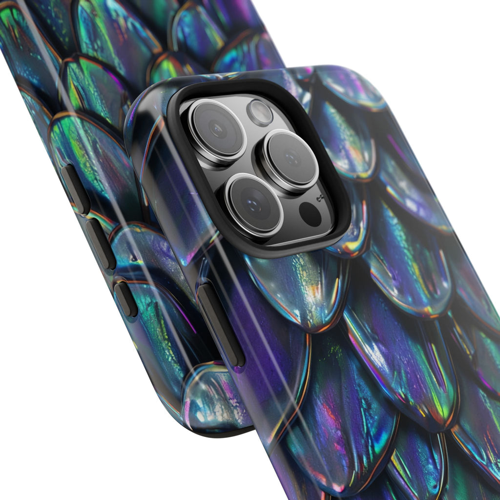 Holographic Mermaid Scale Tough Phone Case — Iridescent Protective Phone Cover