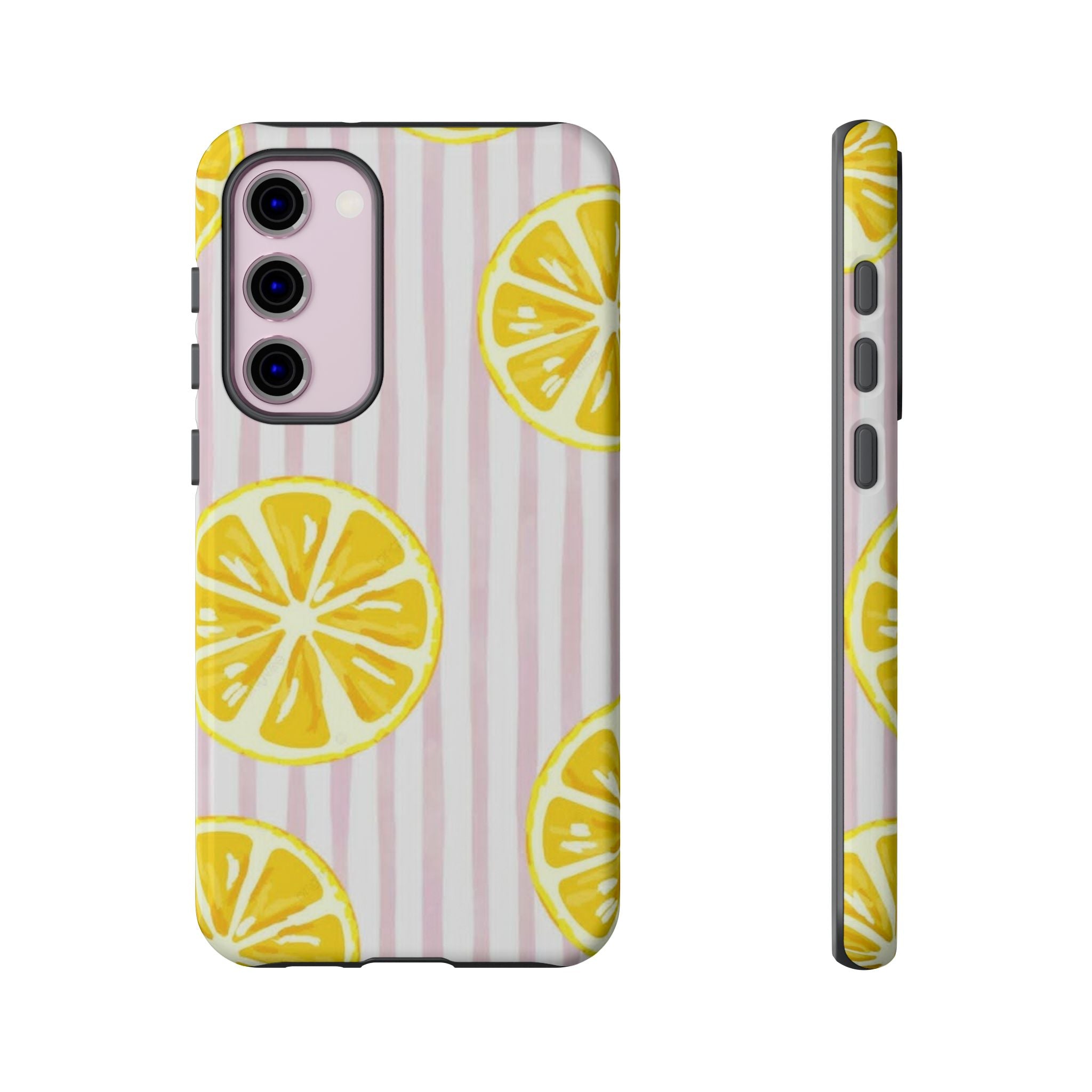 Lemon Slices Tough Case — Cute Pink Stripe Phone Cover