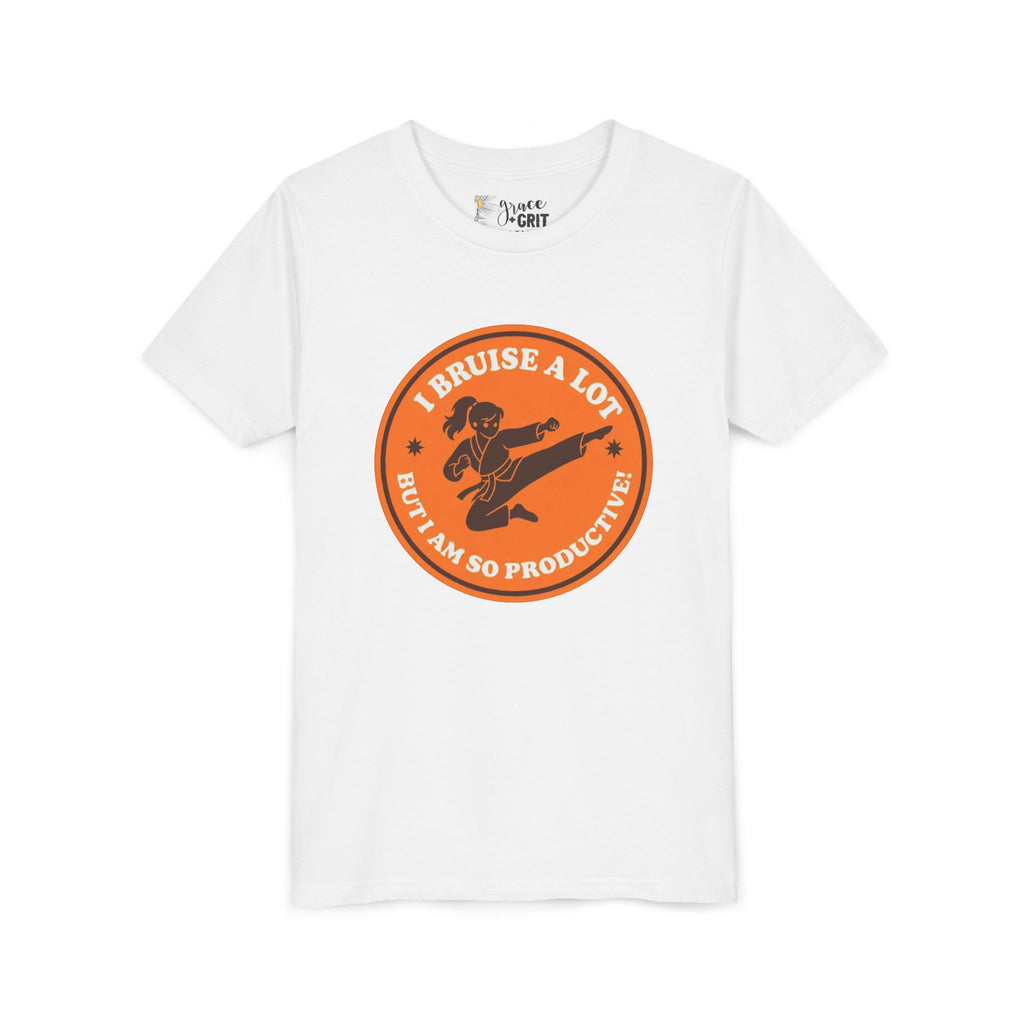 Youth Tee – "I Bruise a Lot But I Am So Productive" Martial Arts Graphic