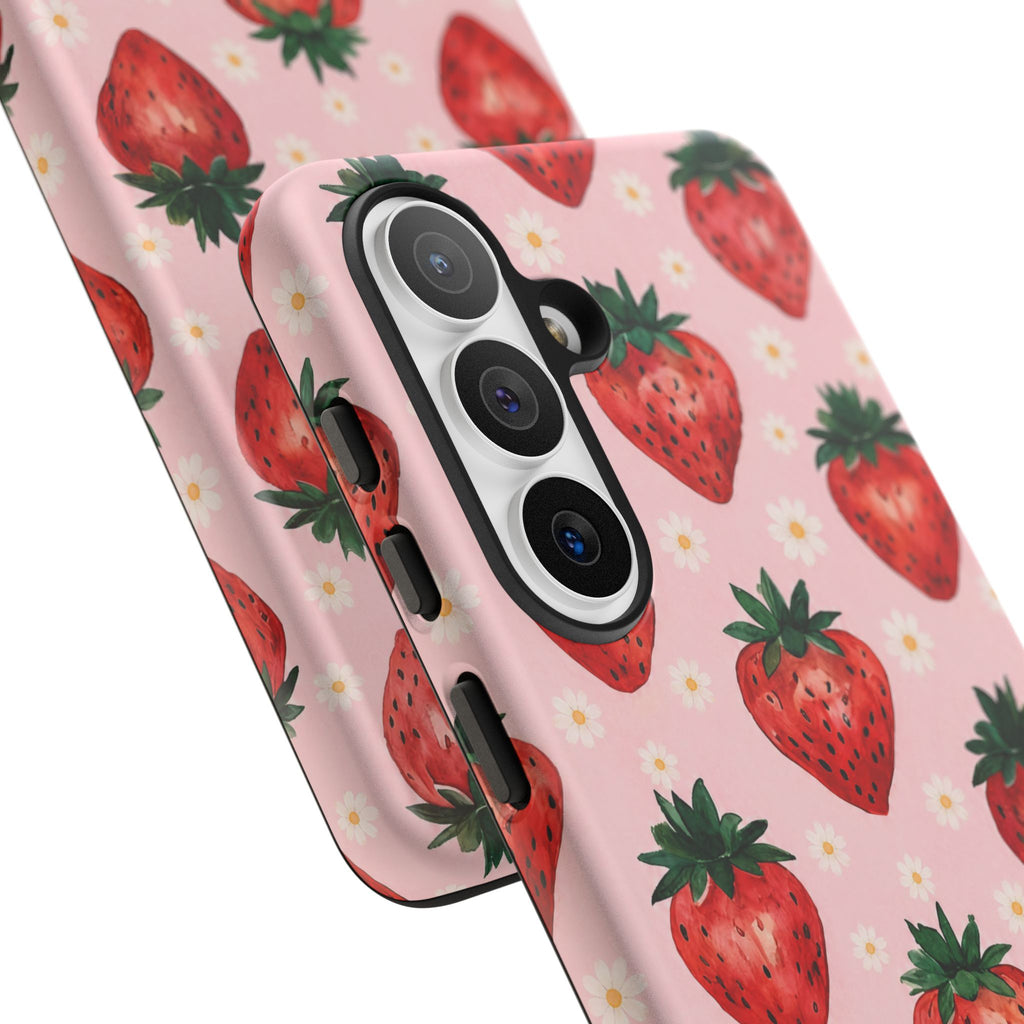 Strawberry Pattern Tough Case — Cute Pink Fruit Phone Case