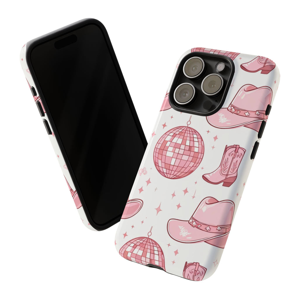 Pink Cowboy Boots & Disco Balls Tough Phone Case