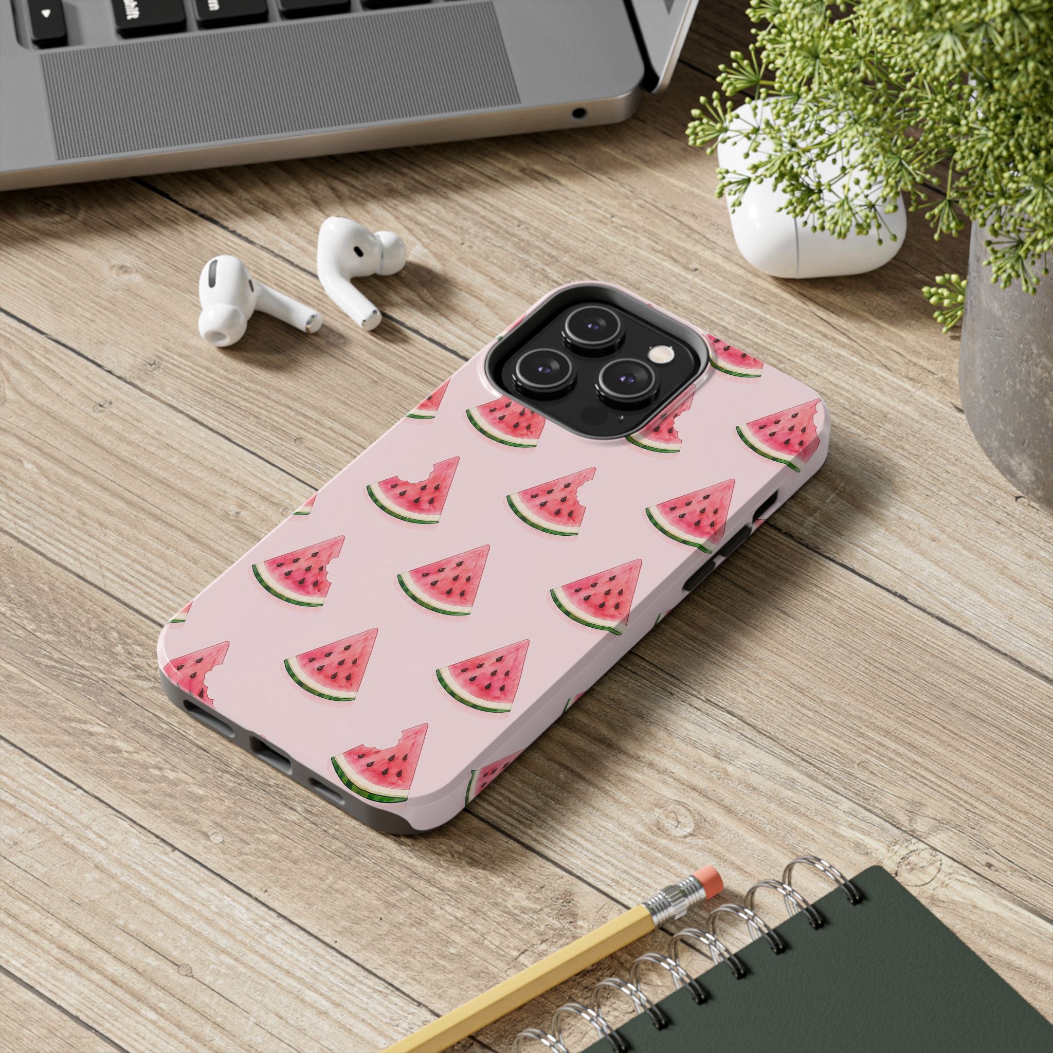 Watermelon Slice Tough Phone Case — Pink Fruit Pattern, Summer Phone Cover