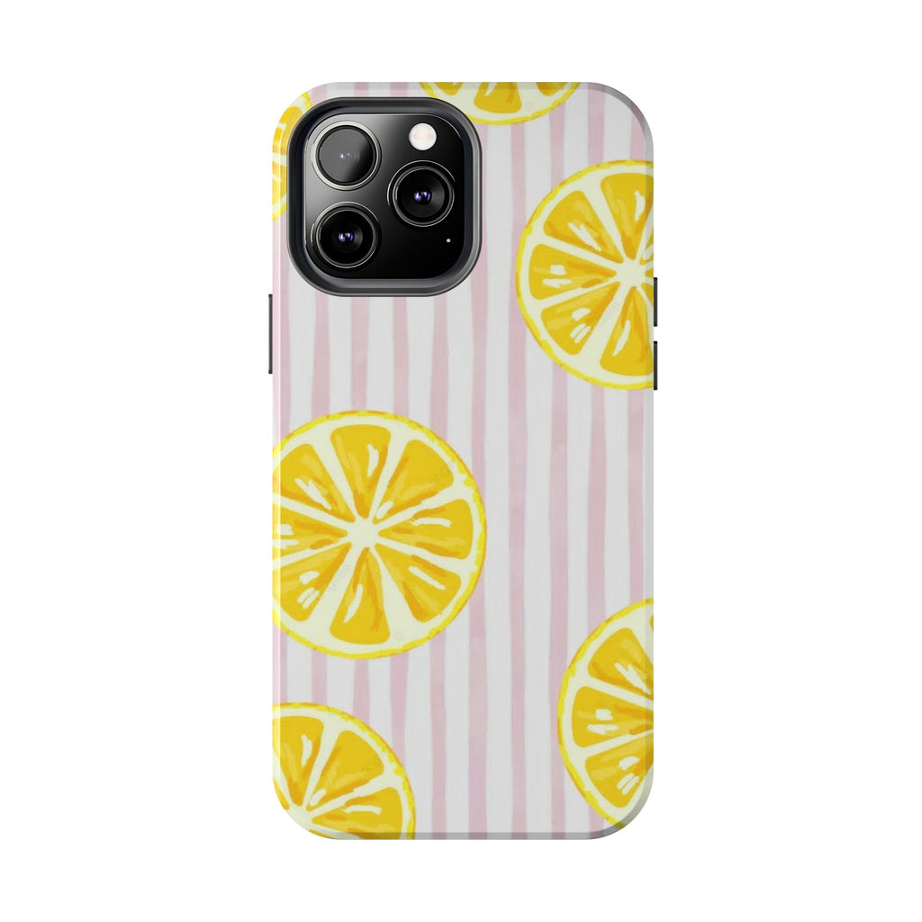 Lemon Slice Tough Phone Case — Pink Stripe Summer Protective Cover