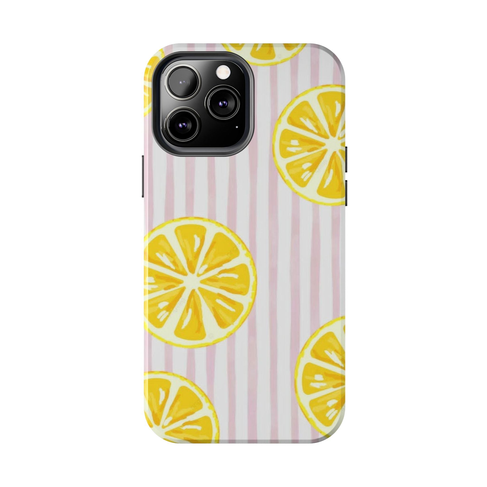 Lemon Slice Tough Phone Case — Pink Stripe Summer Protective Cover