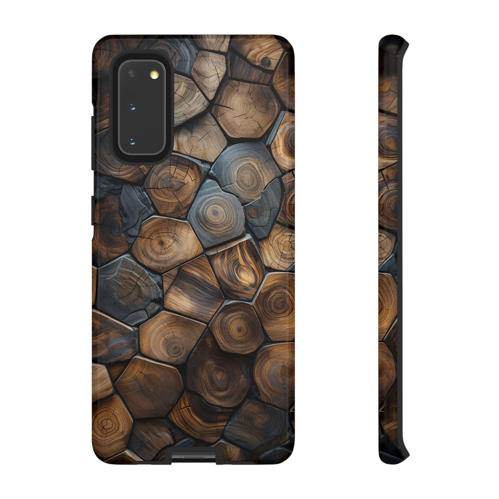 Wood Grain Hex Phone Case — Rustic Geometric iPhone Protection