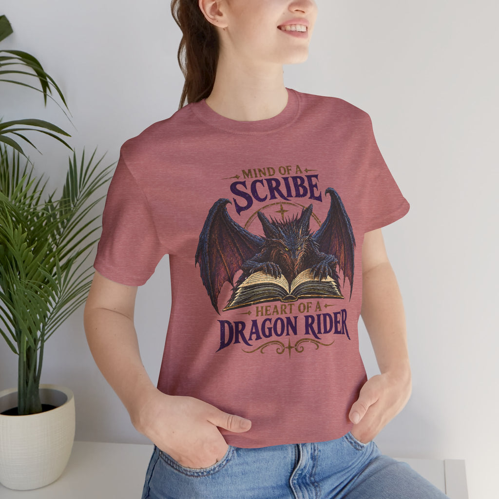 Scribe Dragon Rider T-Shirt — "Mind of a Scribe, Heart of a Dragon Rider" Fantasy Tee