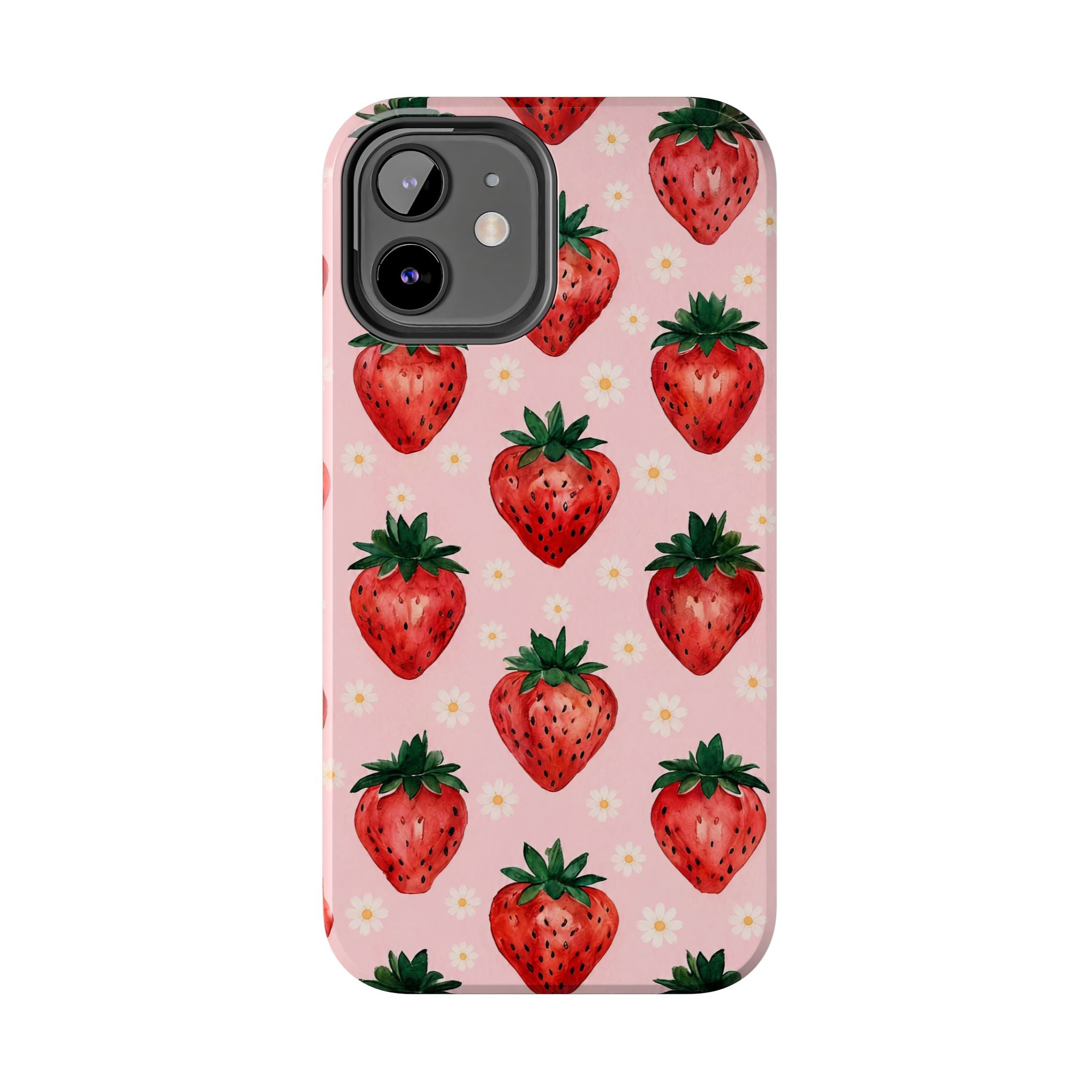 Strawberry Pattern Tough Phone Case — Cute Pink Fruit iPhone/Android Protection