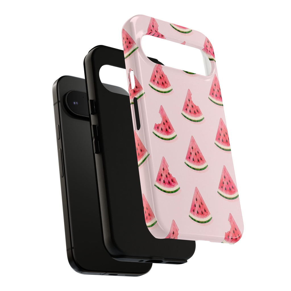Watermelon Pattern Tough Phone Case — Pink Fruit Slice Protective Case