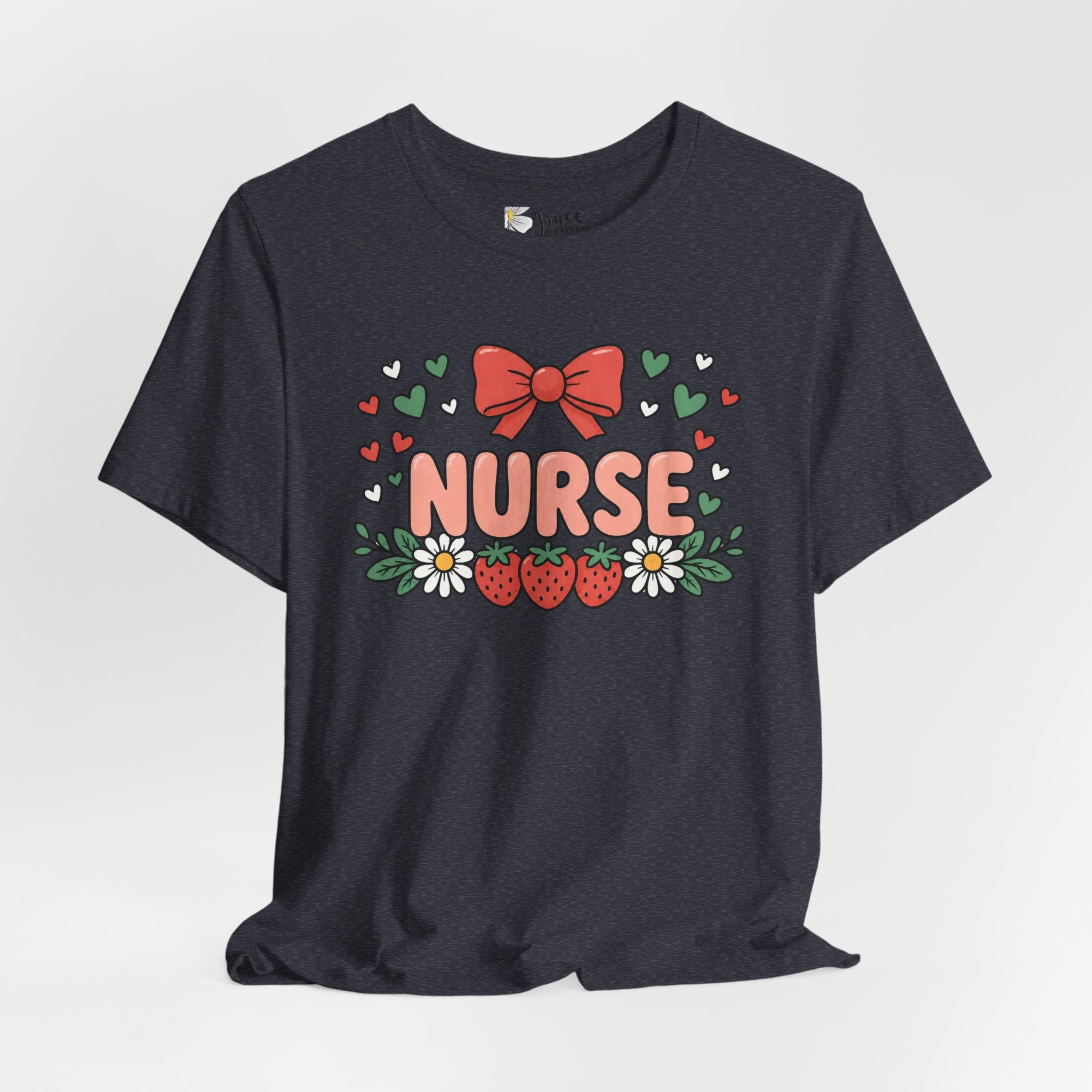 Nurse Floral Tee — Cute Strawberry & Bow Nurse T-Shirt