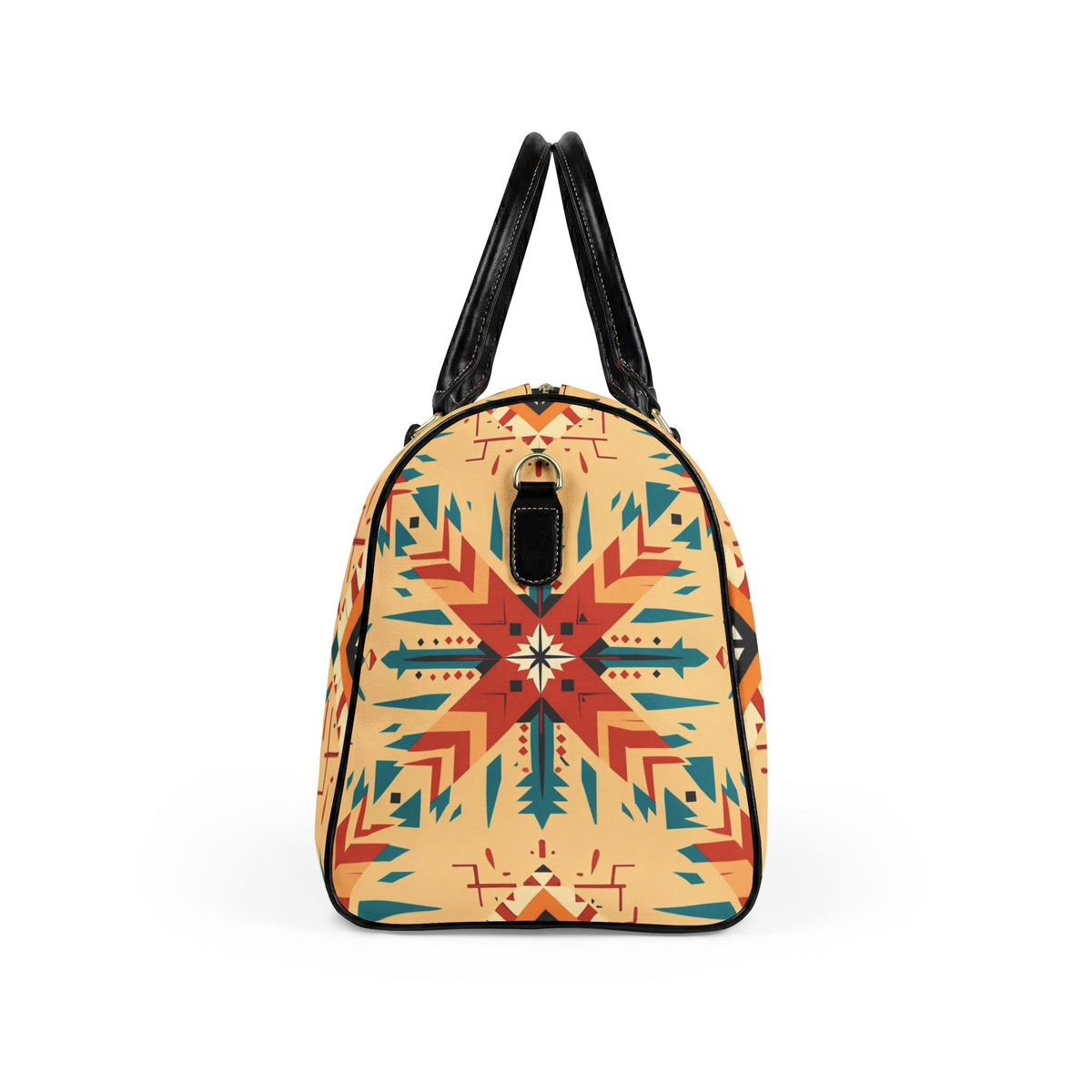 Faux Leather Travel Bag with Southwestern Geometric Pattern