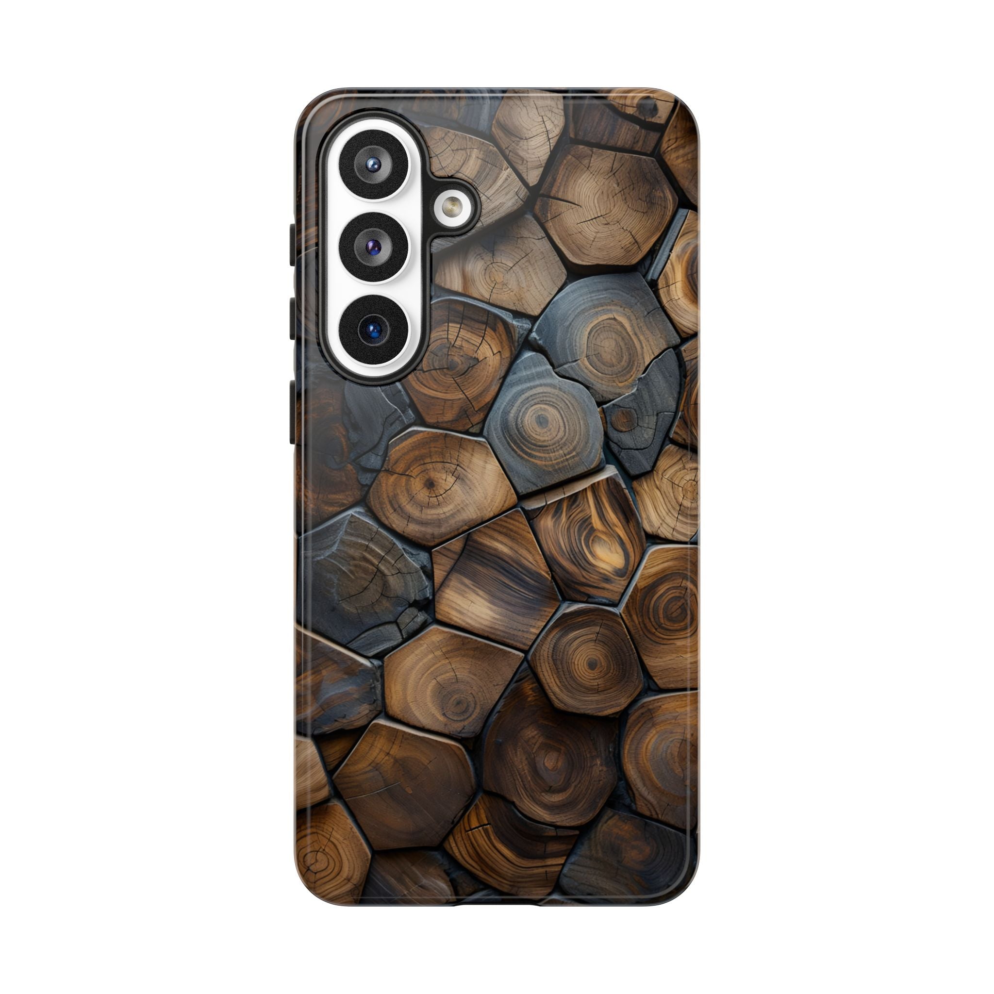 Wood Grain Hex Phone Case — Rustic Geometric iPhone Protection