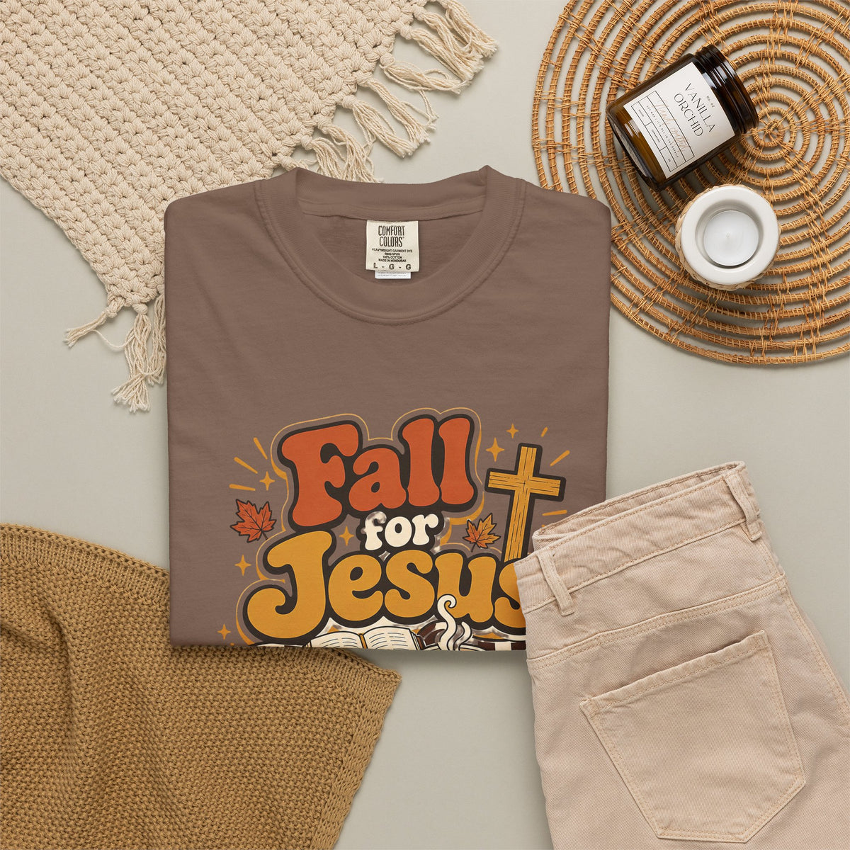 Fall for Jesus He Never Leaves Christian T-Shirt