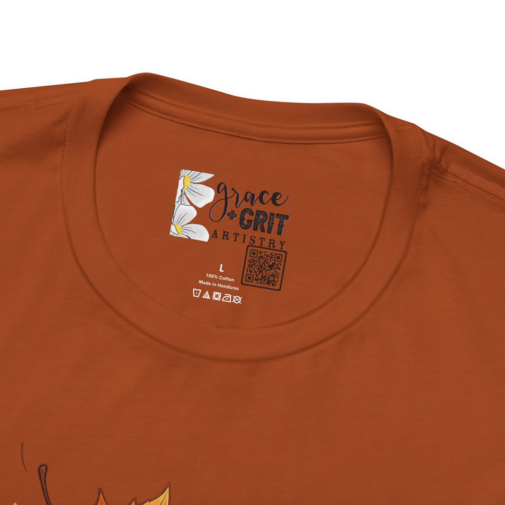 Fall Homeschool T‑Shirt – “Falling into Homeschool” Autumn Books & Coffee Tee