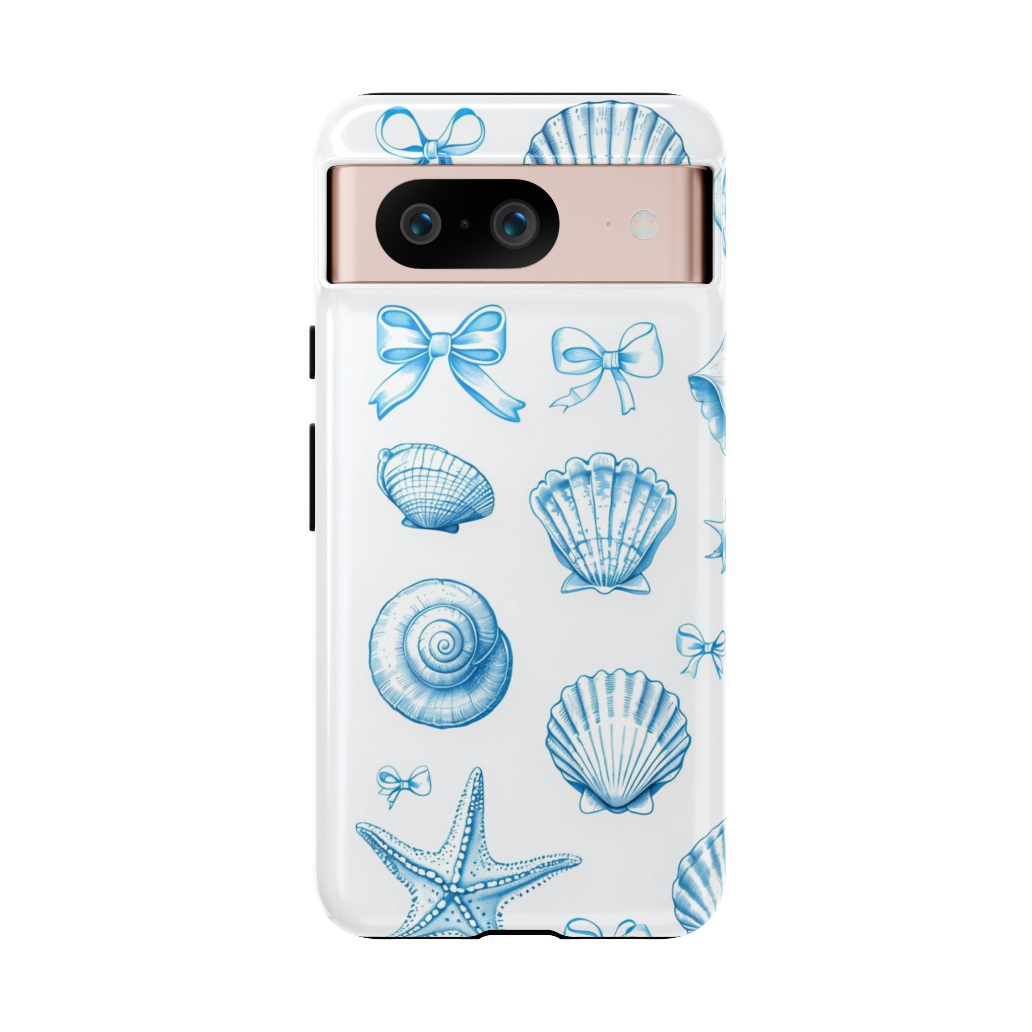 Seaside Shells Phone Case — Blue Nautical Shell & Starfish Pattern