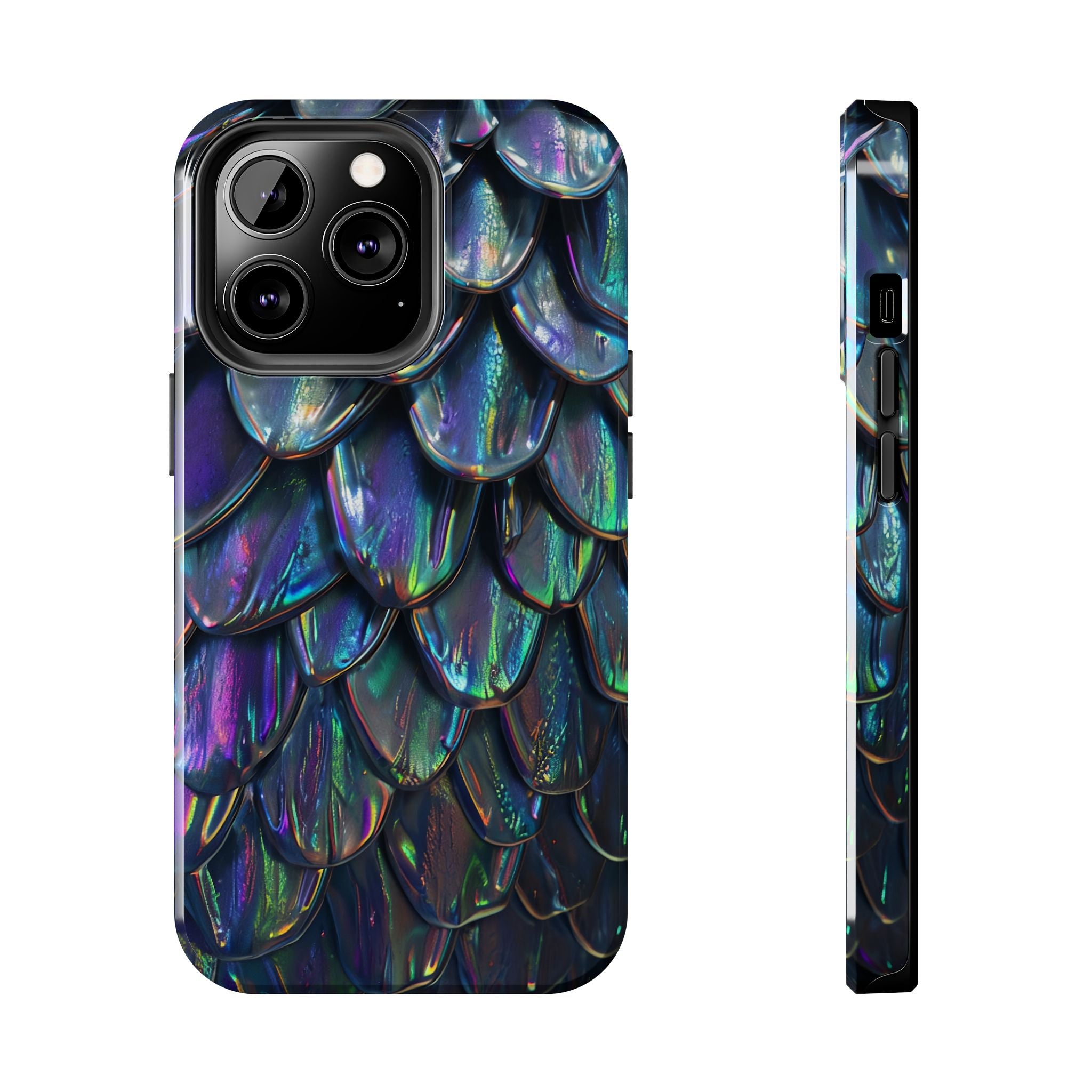 Holographic Mermaid Scale Tough Phone Case — Iridescent Protective Phone Cover