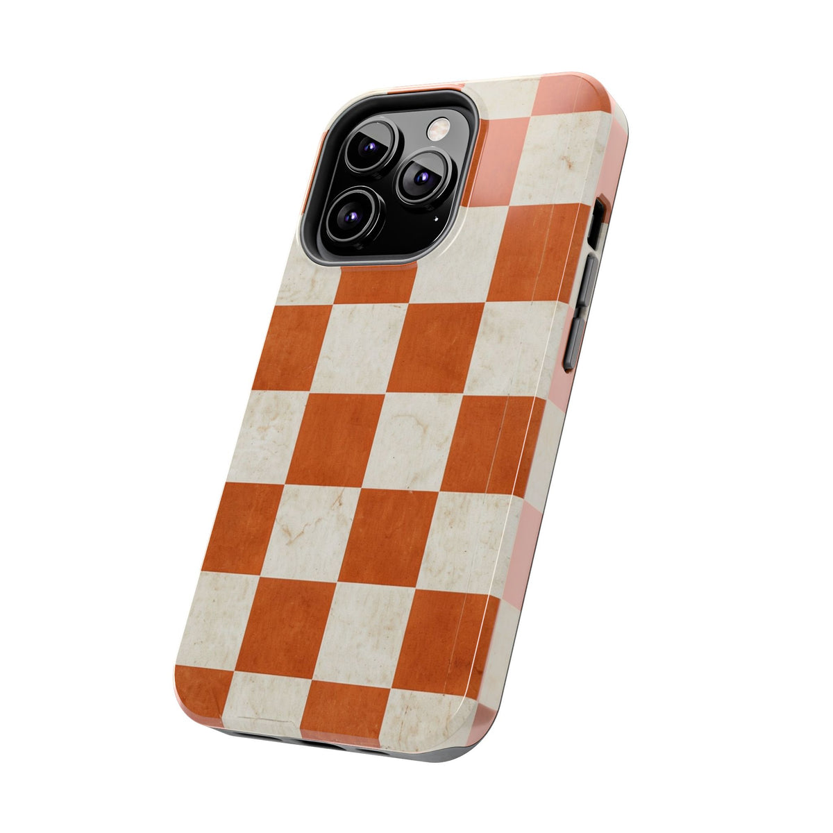 Orange and Cream Checkerboard Tough Phone Case