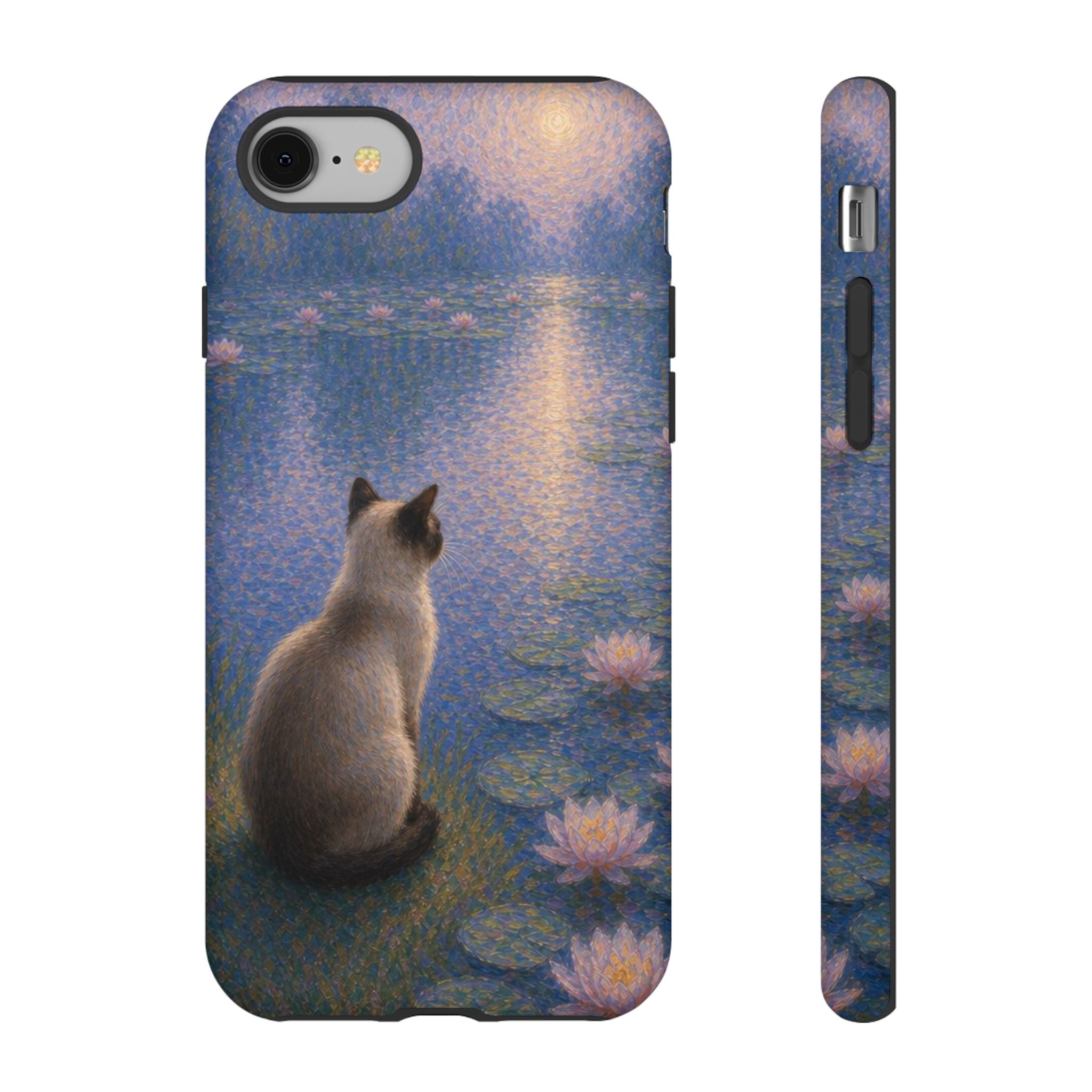 Cat Moonlight Phone Case — Serene Siamese by Lily Pond