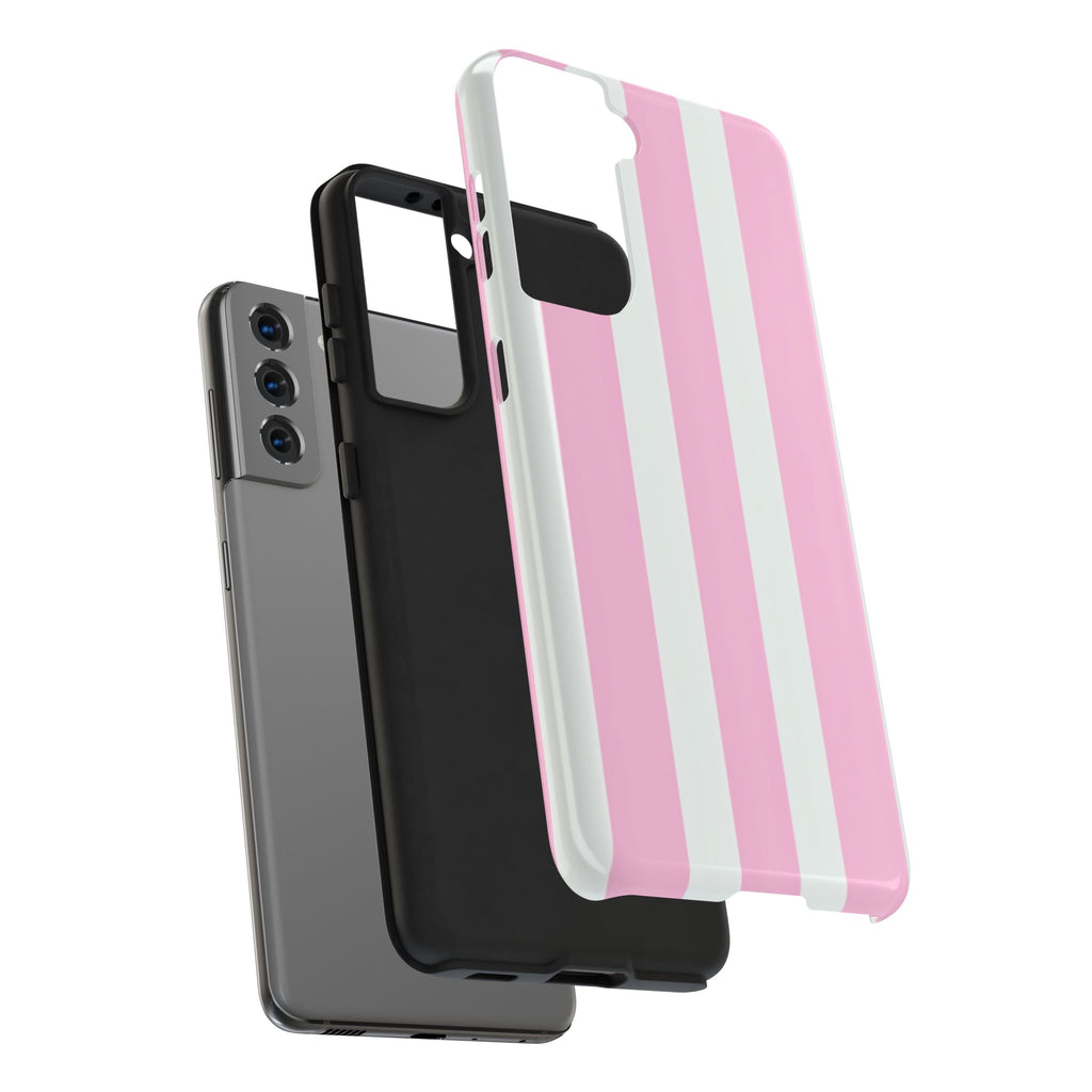 Pink & White Stripe Tough Phone Case — Protective Stripe iPhone Cover