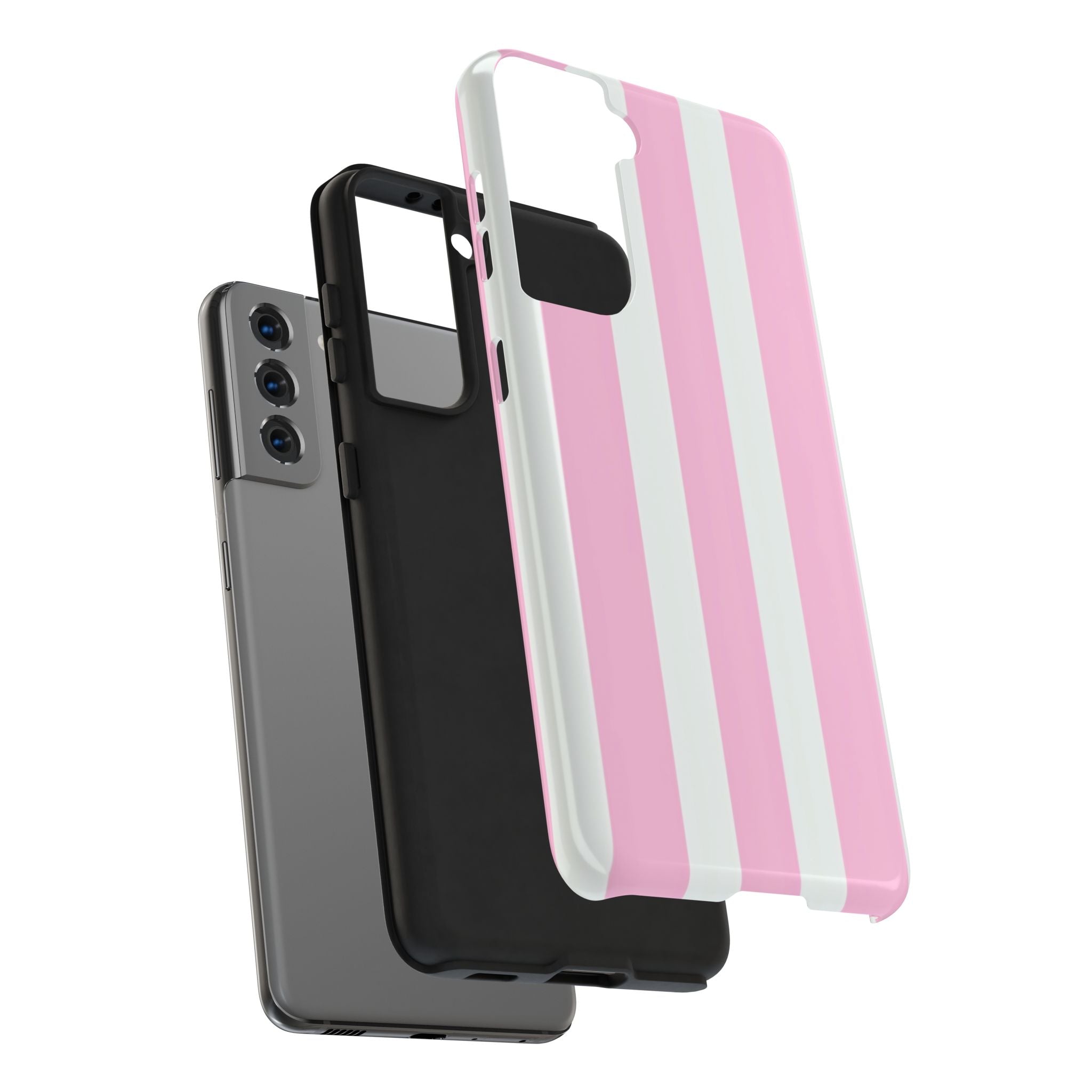 Pink & White Stripe Tough Phone Case — Protective Stripe iPhone Cover