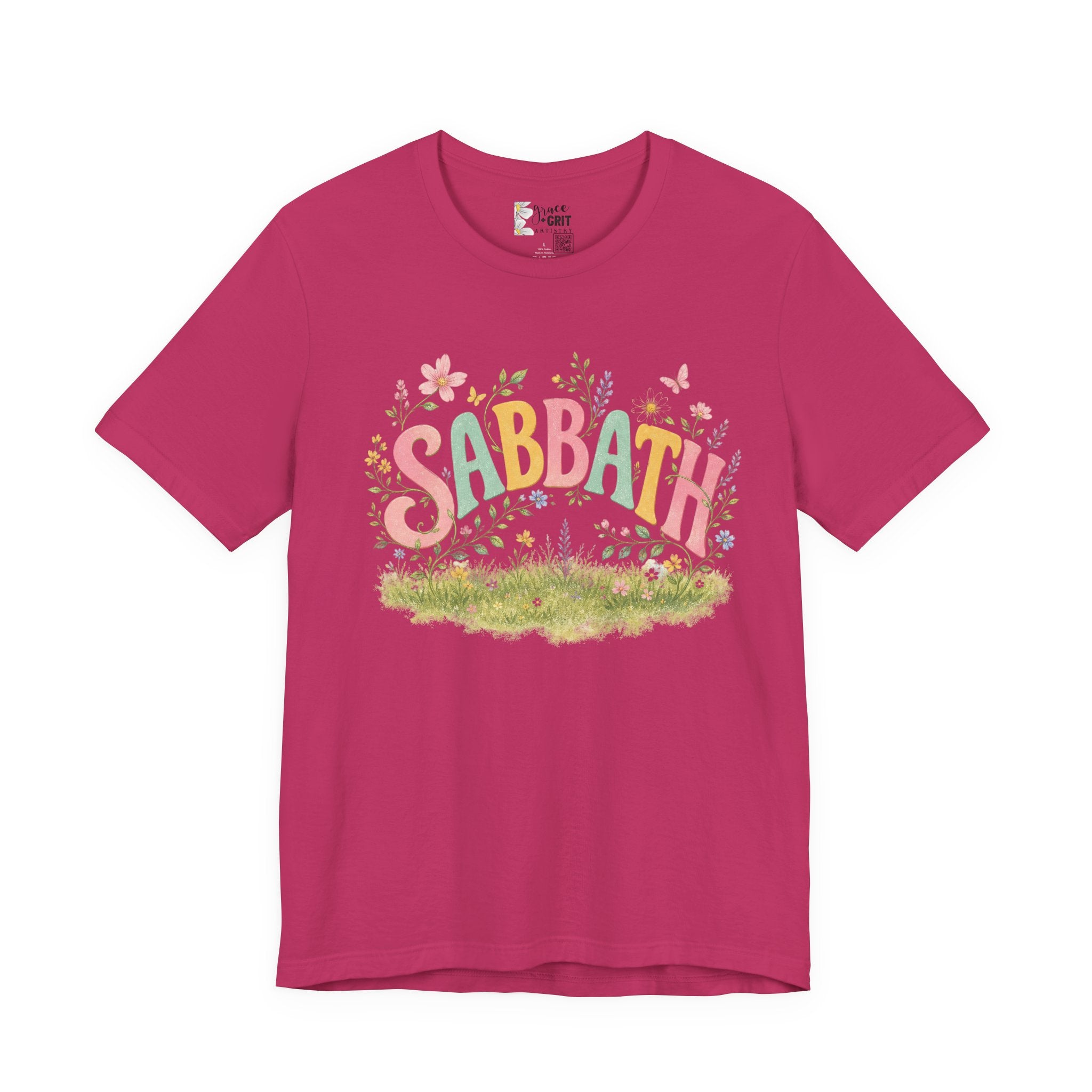Sabbath Floral Script Tee | Pastel Flowers, Meadow Illustration