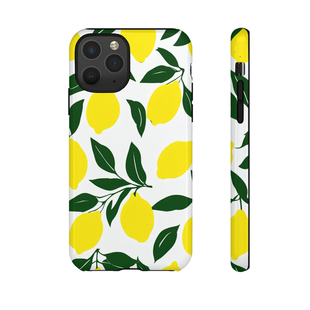 Lemon Pattern Tough Phone Case — Bright Citrus Protective Cover