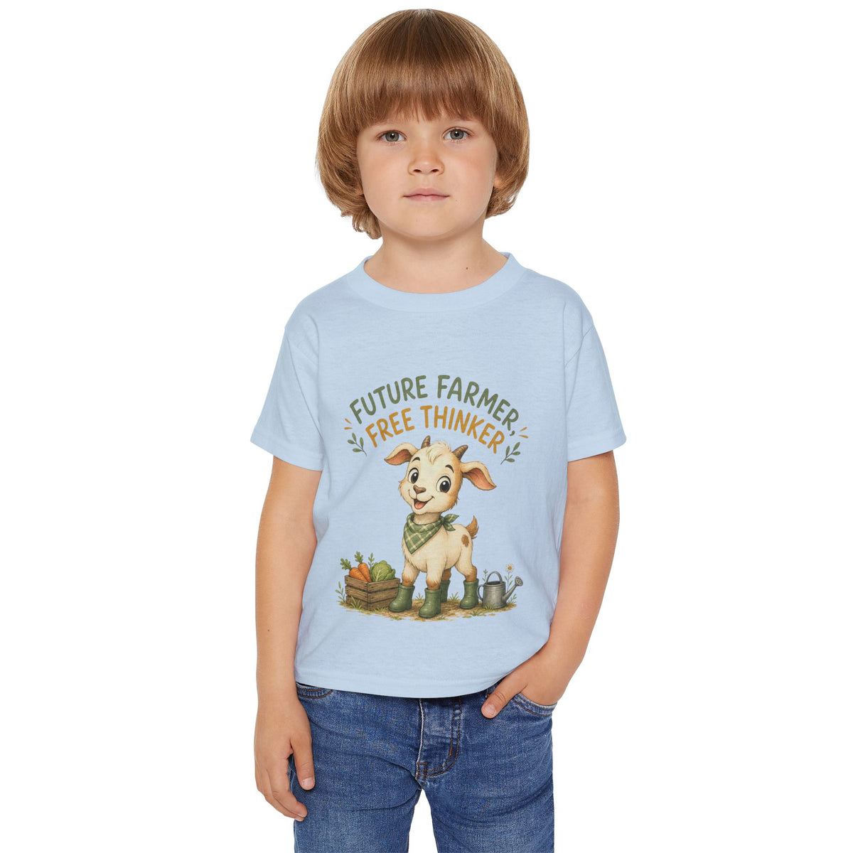 Future Farmer Toddler T-Shirt — Cute Goat "Future Farmer, Free Thinker" Kids Tee