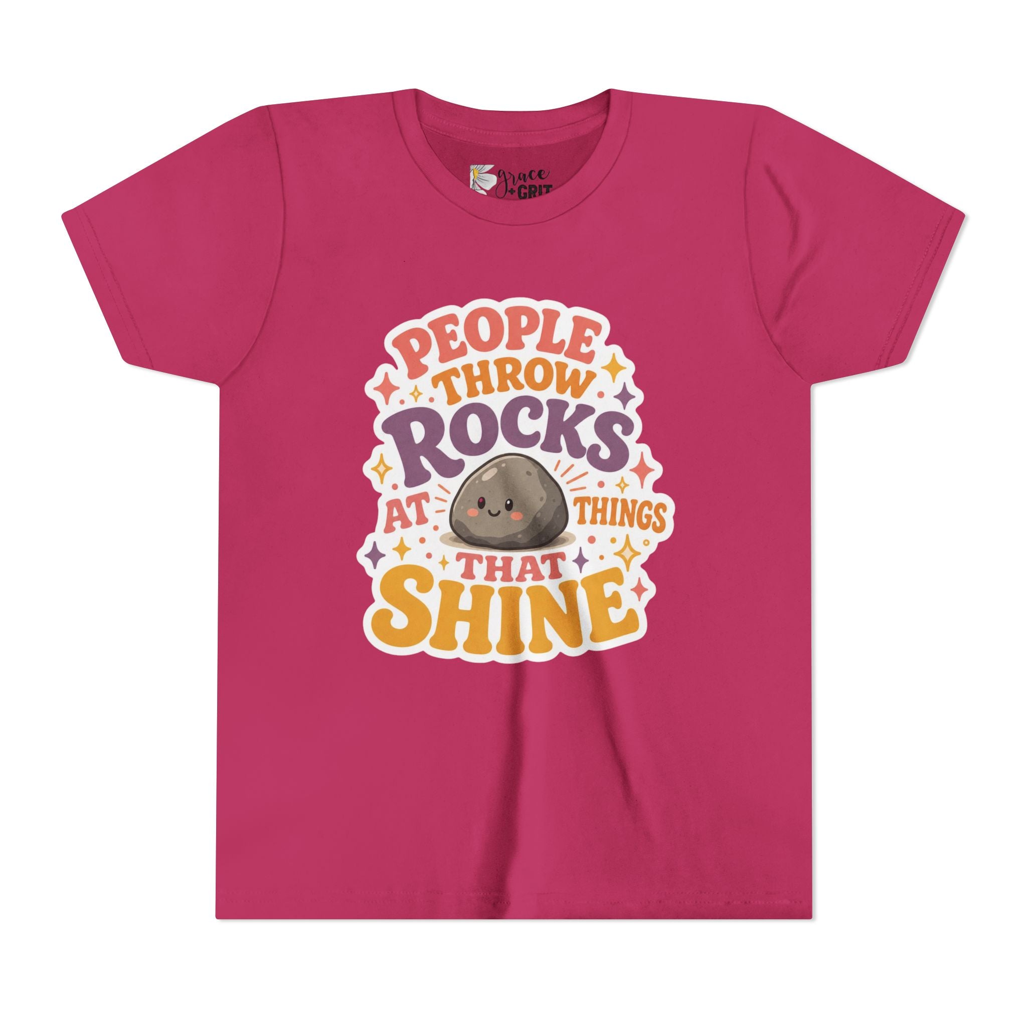 Youth Tee — "People Throw Rocks at Things That Shine" Positive Graphic Tee