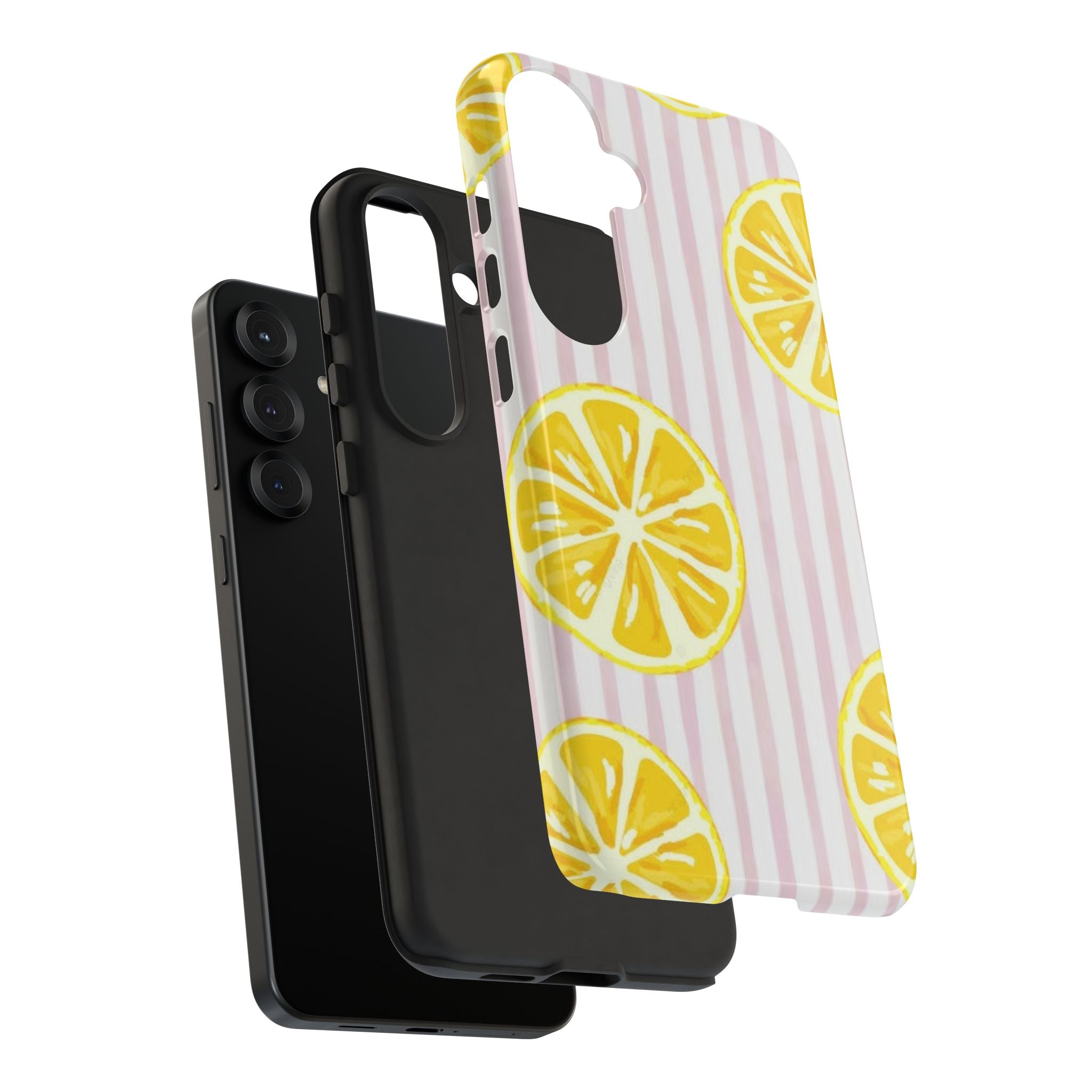 Lemon Slices Tough Case — Cute Pink Stripe Phone Cover