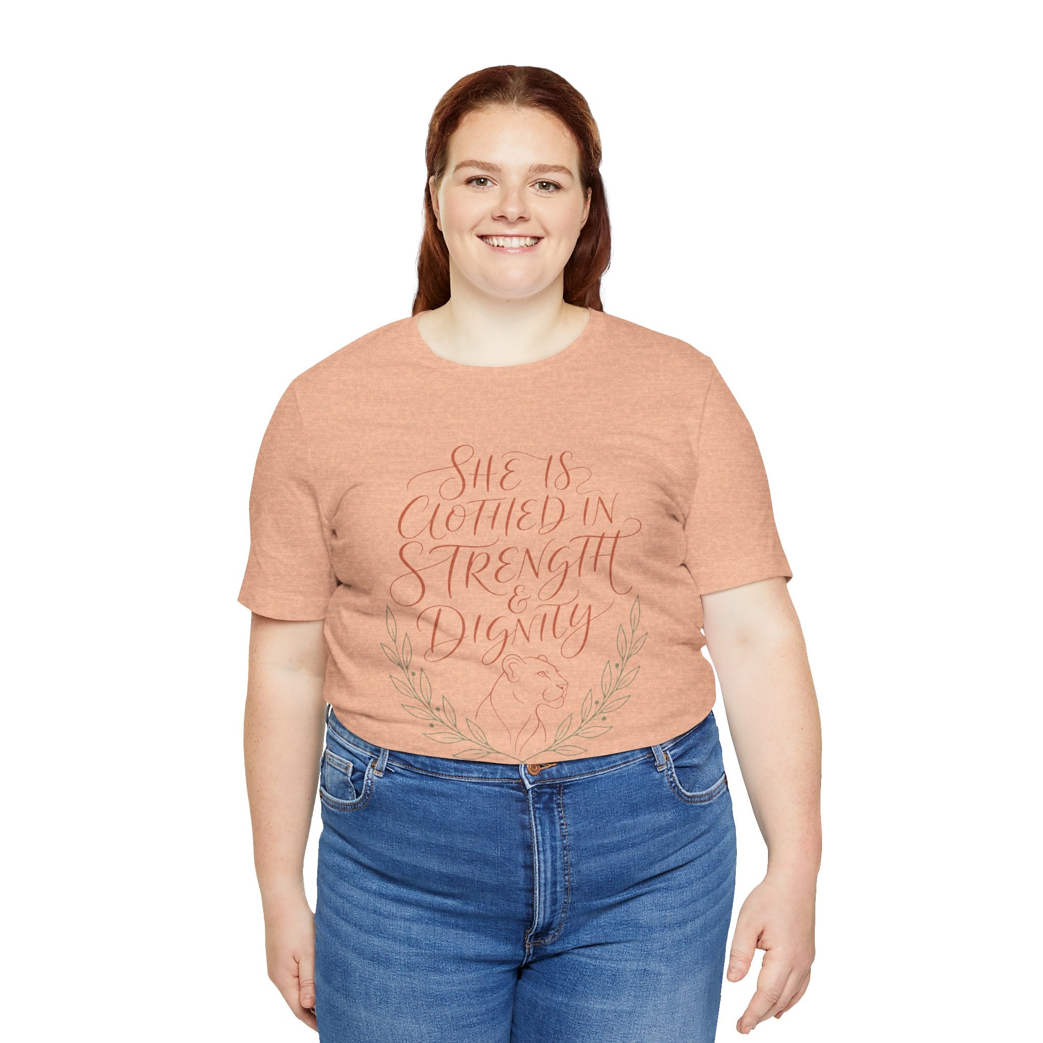 She Is Clothed in Strength & Dignity Tee — Inspirational Christian Women's Graphic T-Shirt
