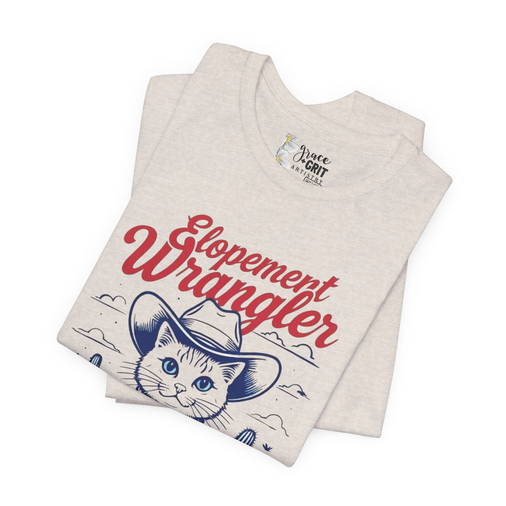 Elopement Wrangler Cat Tee | Cowboy Hat Cactus Desert Cat Illustration