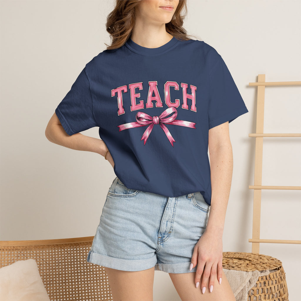 Teach Pink Bow Teacher T-Shirt