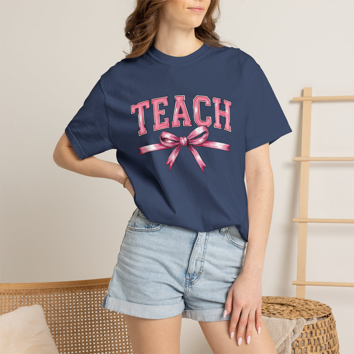Teach Pink Bow Teacher T-Shirt