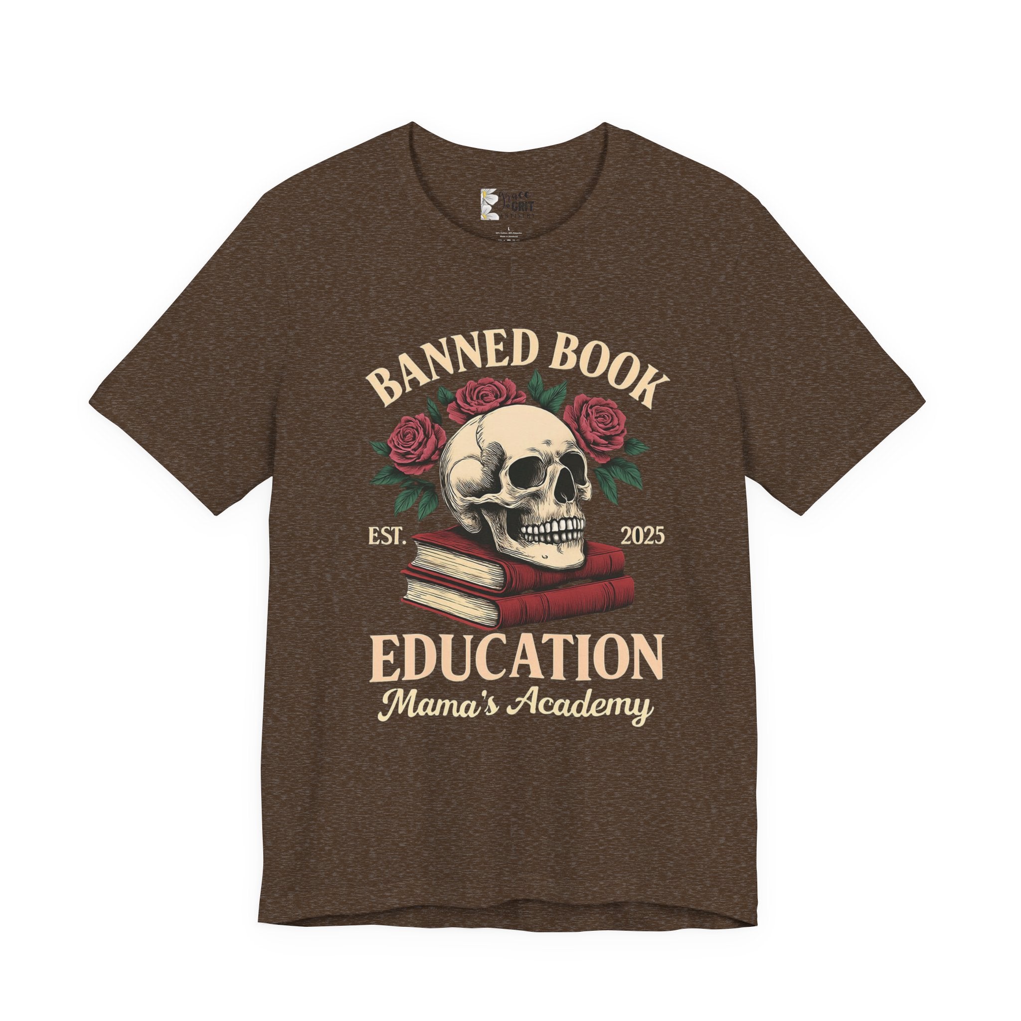 Banned Book Skull with Roses T-Shirt | Education Stack Tee