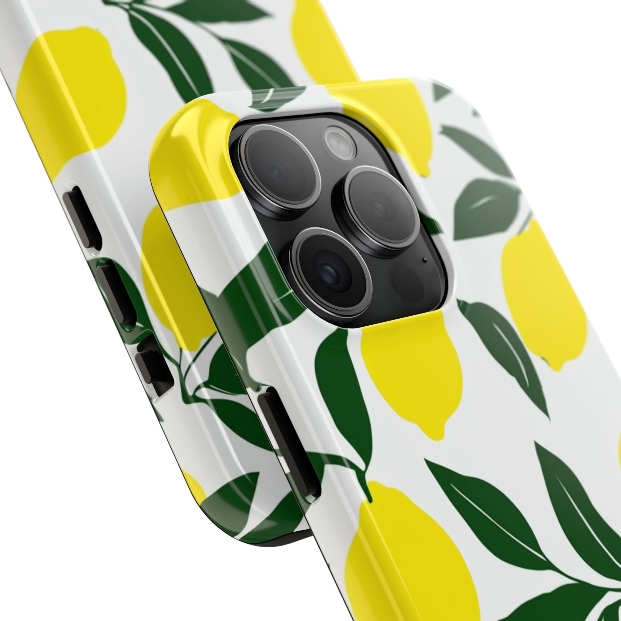 Lemon Pattern Tough Phone Case — Bright Citrus Protective Phone Cover
