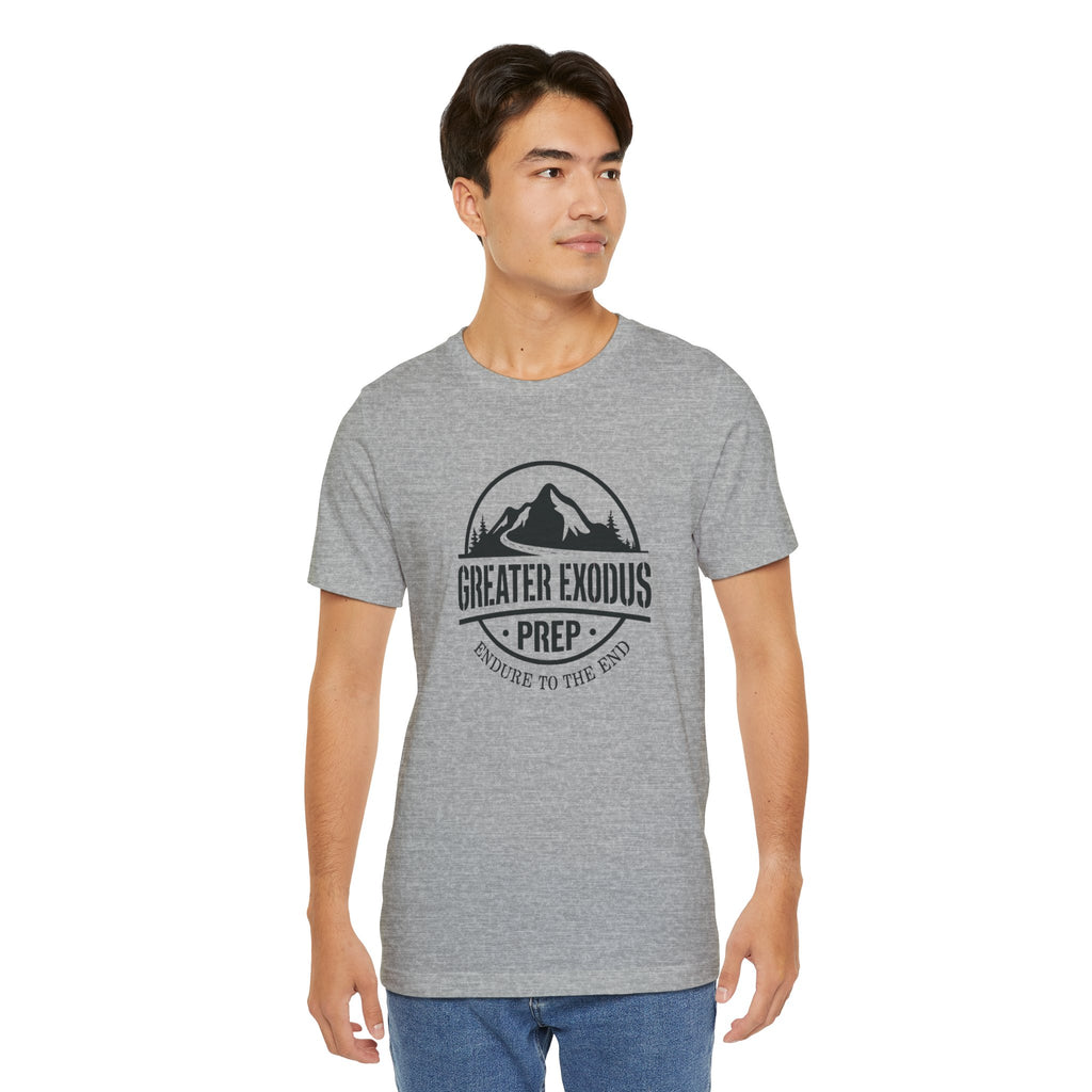 Greater Exodus Prep T-Shirt — Mountain Logo “Endure to the End” Adventure Tee