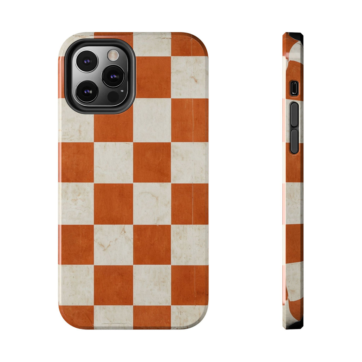Orange and Cream Checkerboard Tough Phone Case