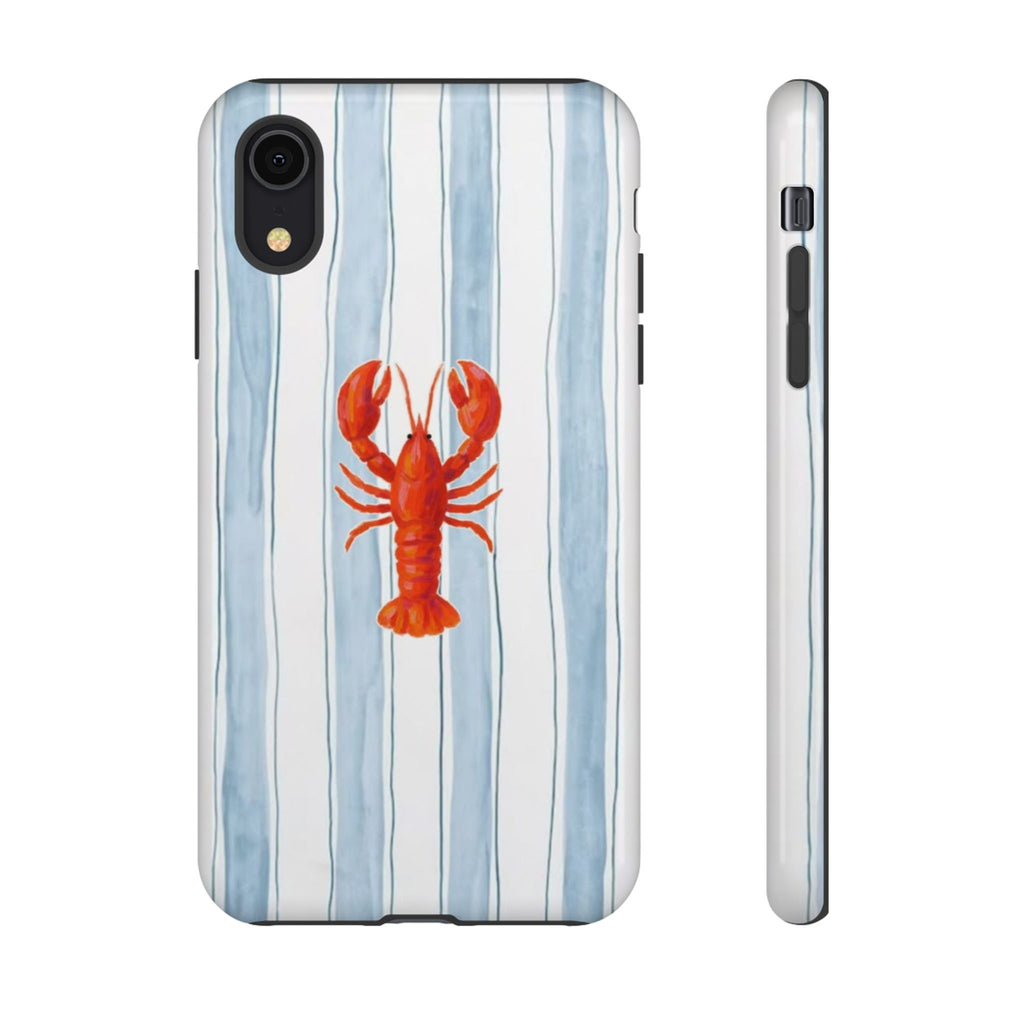 Lobster Stripe Phone Case — Nautical Blue & White Protective Cover