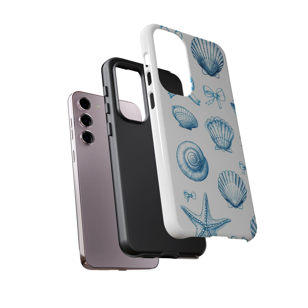 Seaside Shells Phone Case — Blue Nautical Shell & Starfish Pattern