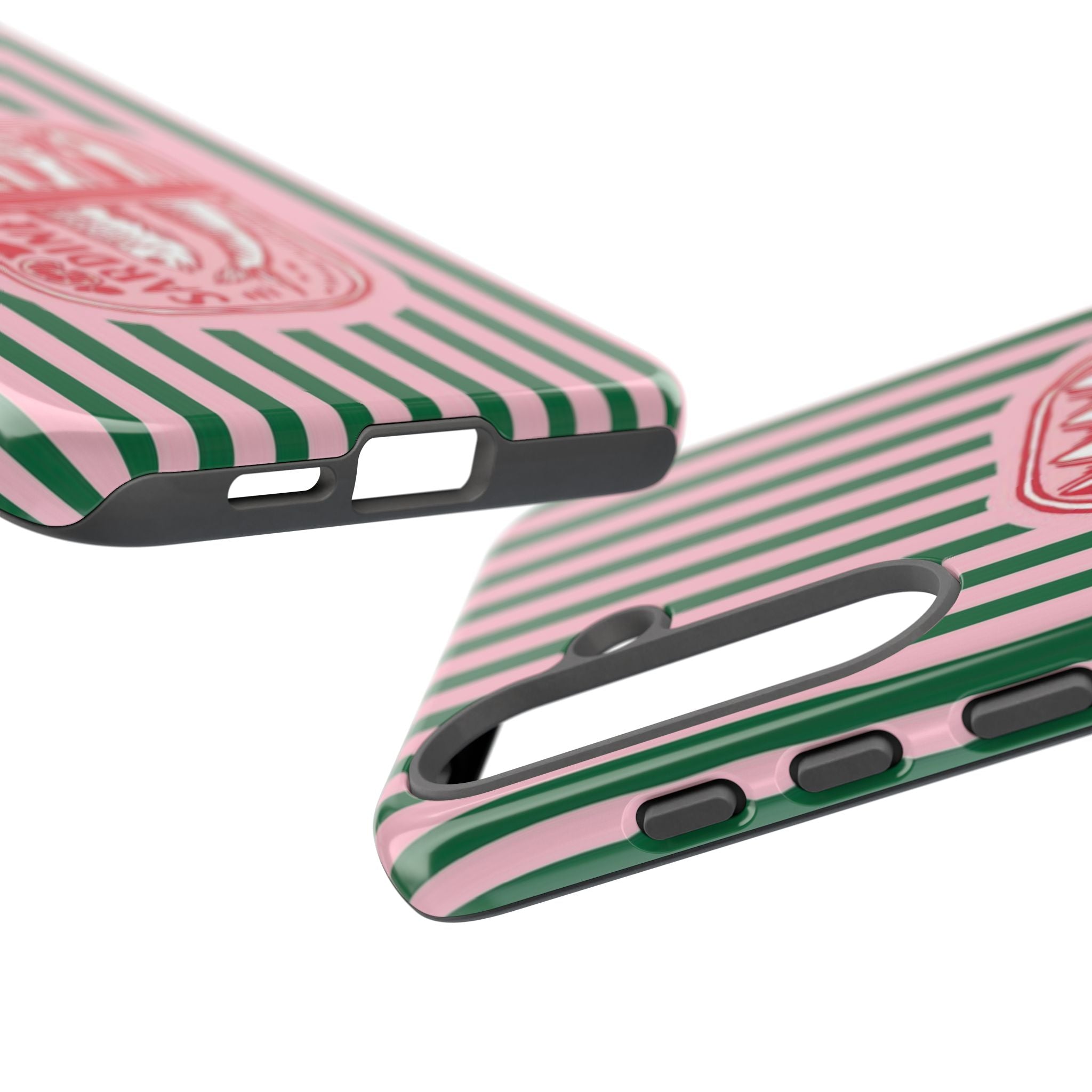 Sardine Stripe Phone Case — Retro Pink & Green Nautical Protection