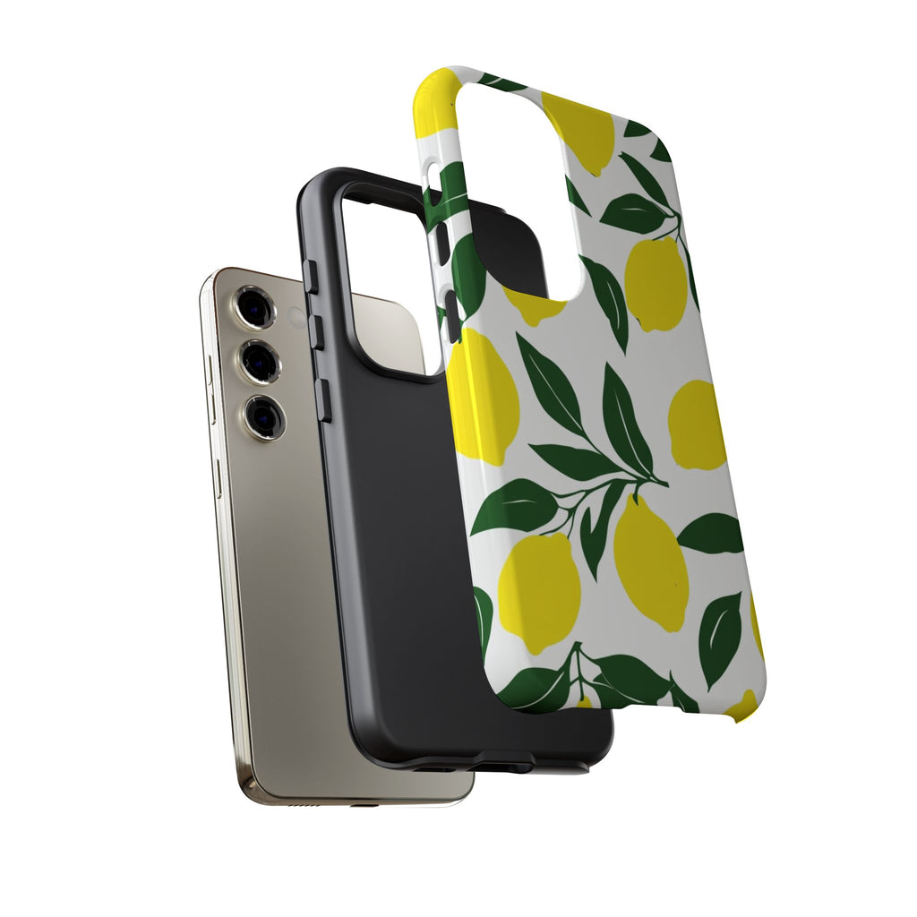 Lemon Pattern Tough Phone Case — Bright Citrus Protective Cover