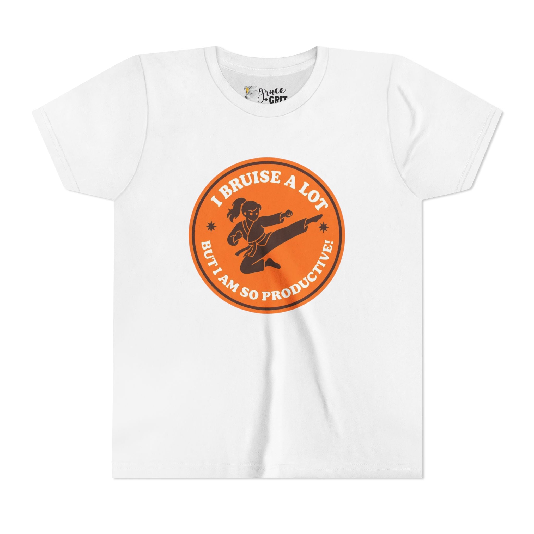 Youth Tee – "I Bruise a Lot But I Am So Productive" Martial Arts Graphic