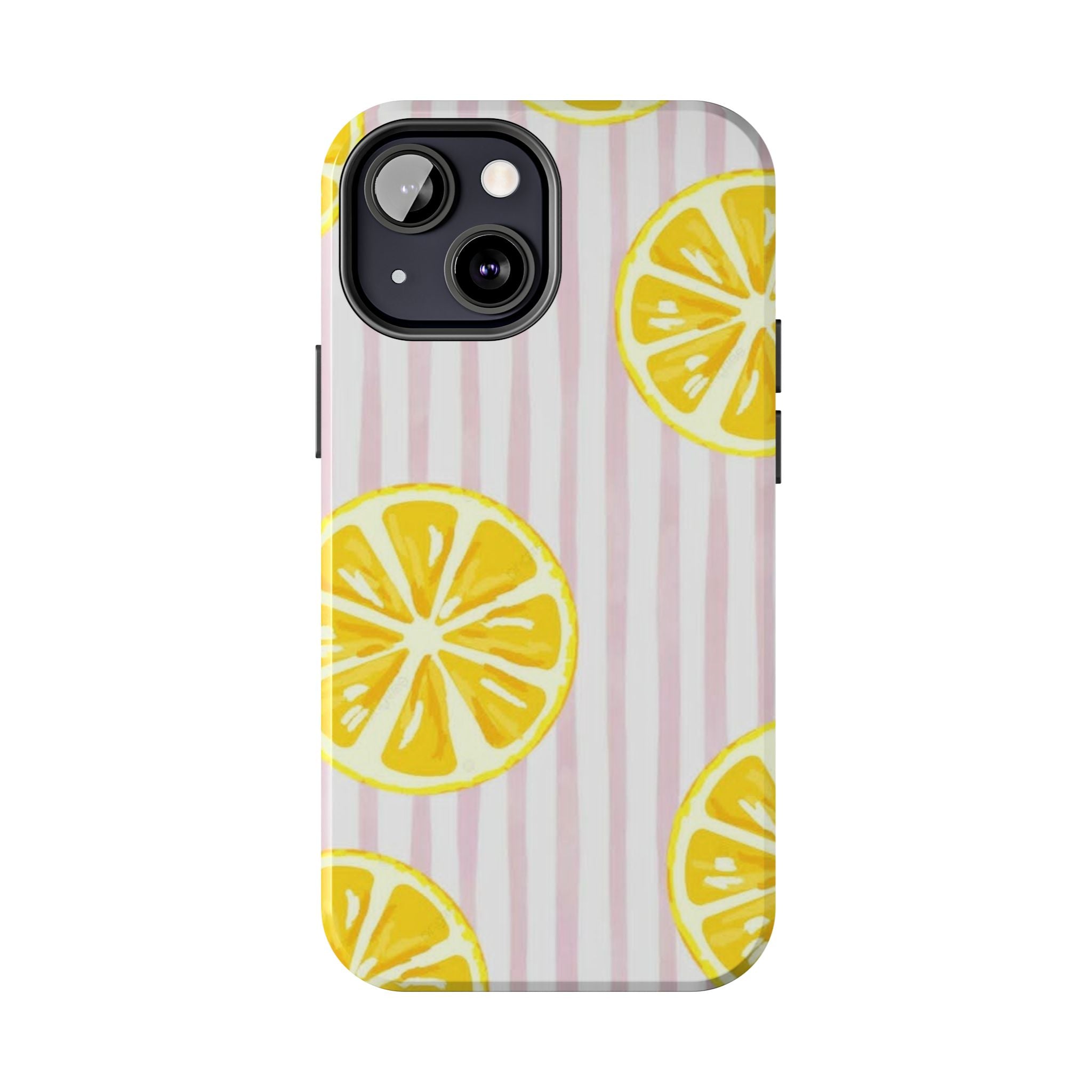Lemon Slice Tough Phone Case — Pink Stripe Summer Protective Cover