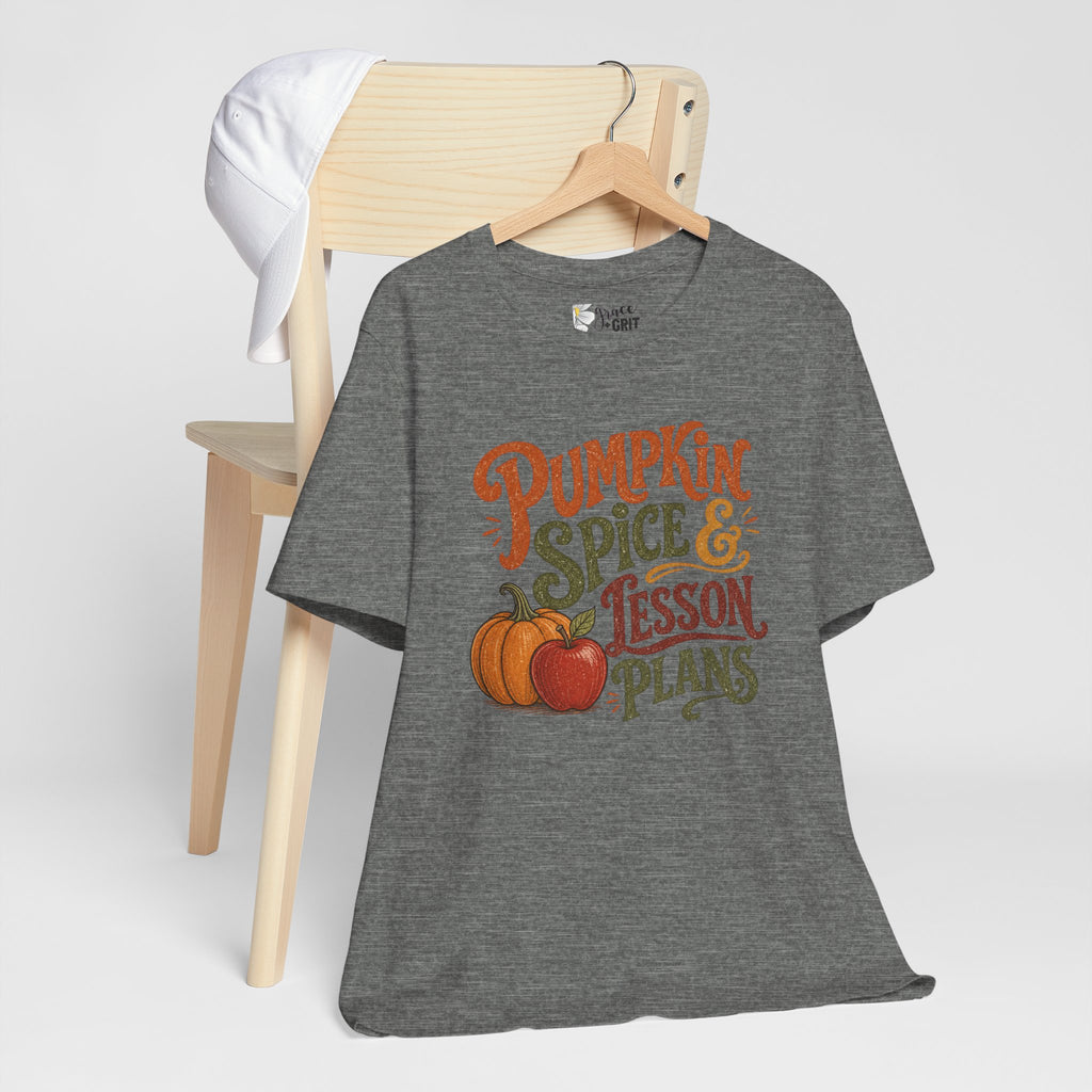 Pumpkin Spice & Lesson Plans Tee — Teacher Fall Pumpkin Shirt