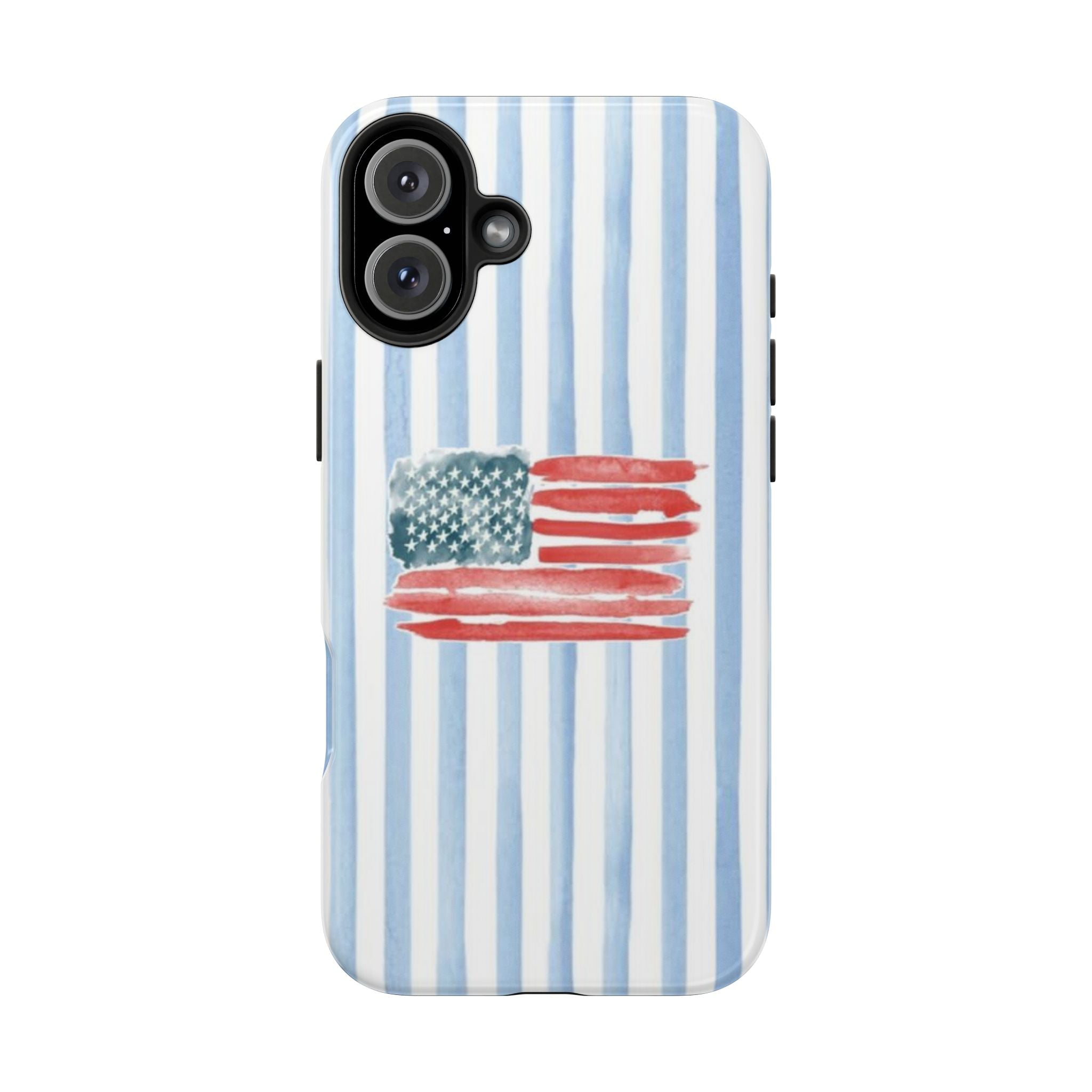 American Flag Watercolor Tough Phone Case — Blue Striped Patriotic Phone Case