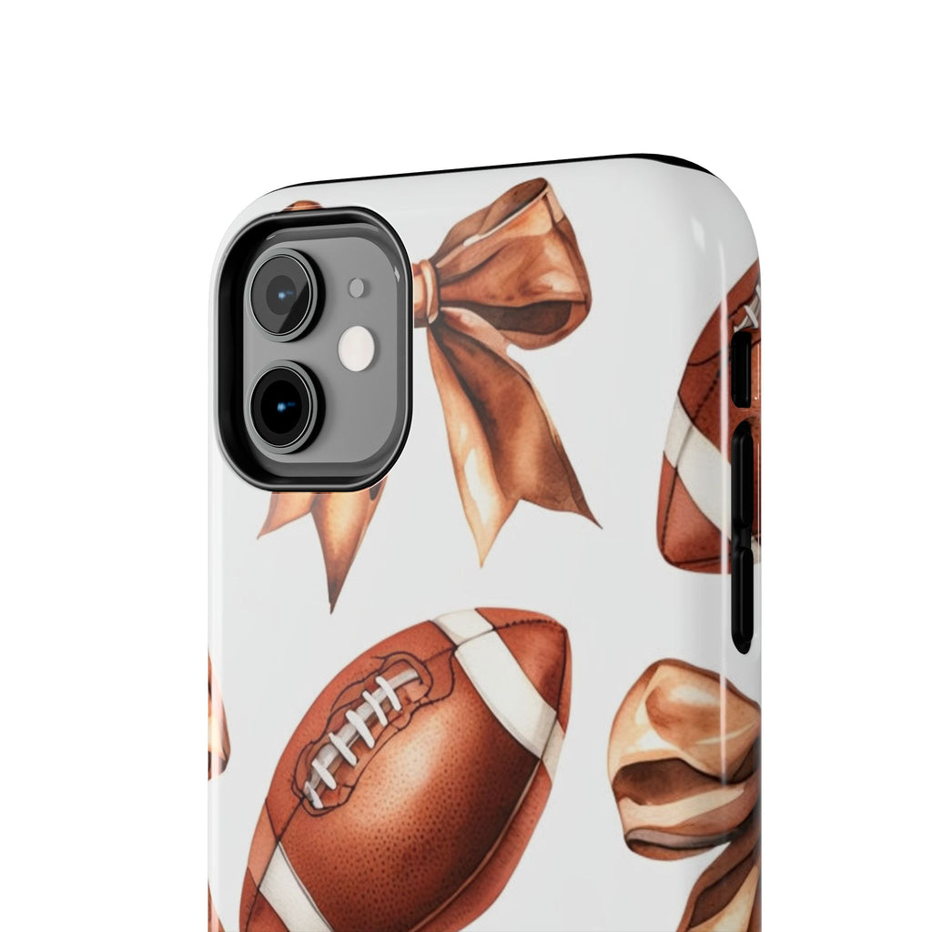 Tough Phone Case – Football & Bow Pattern