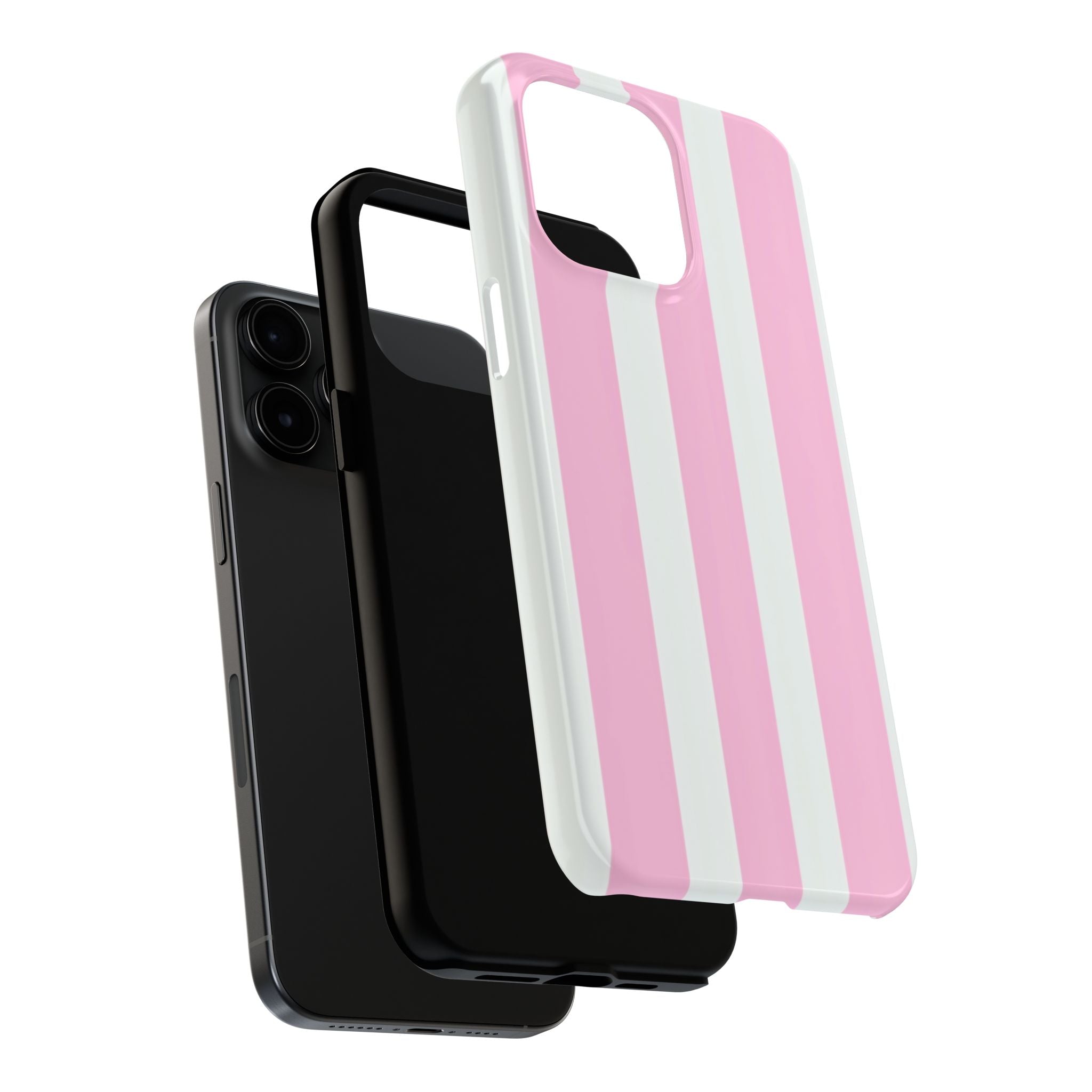 Pink & White Stripe Tough Phone Case — Protective Stripe iPhone Cover