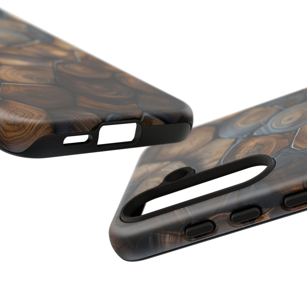 Wood Grain Hex Phone Case — Rustic Geometric iPhone Protection